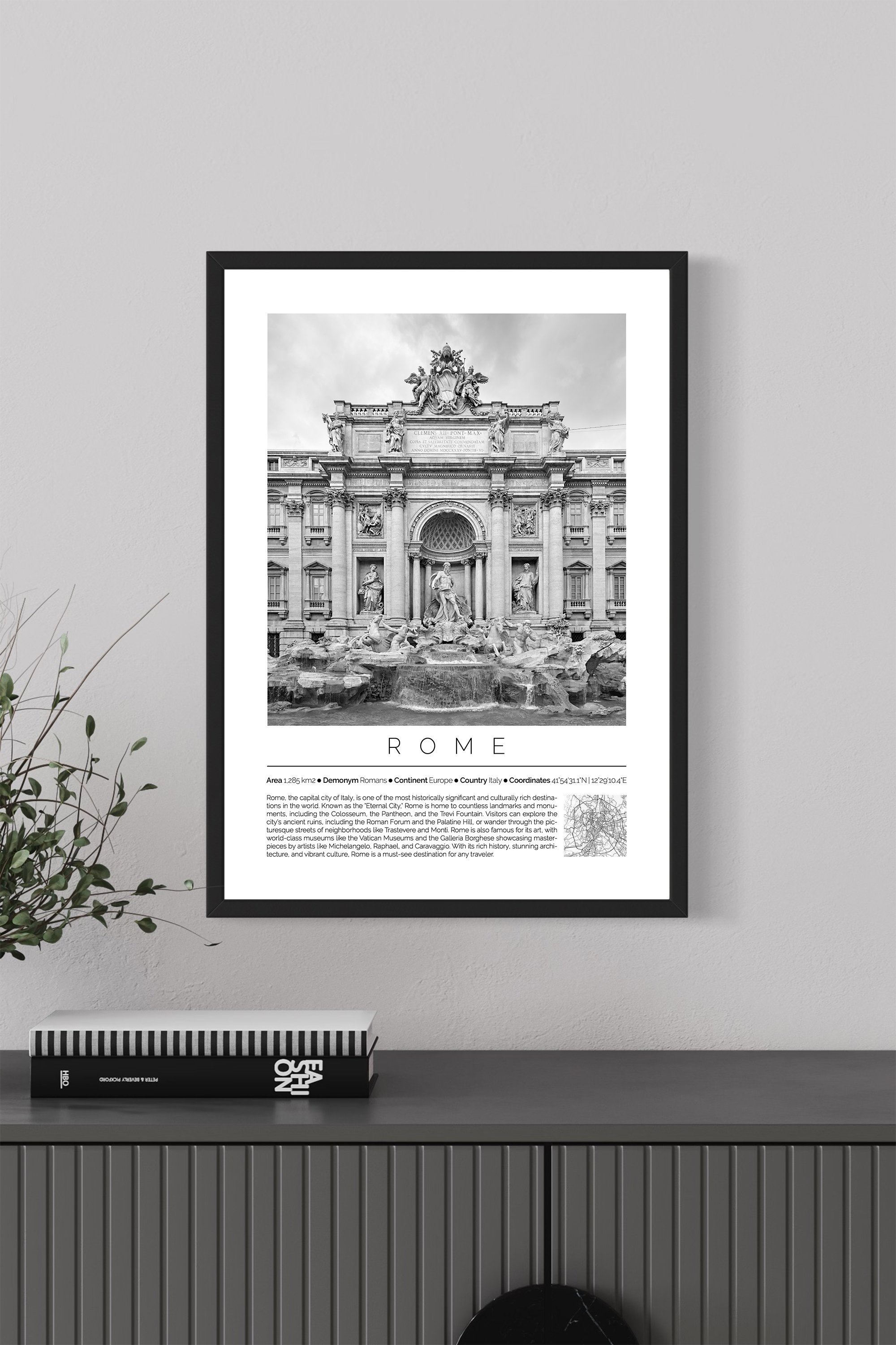 Rome Italy Monochrome Framed Print Cities Collection