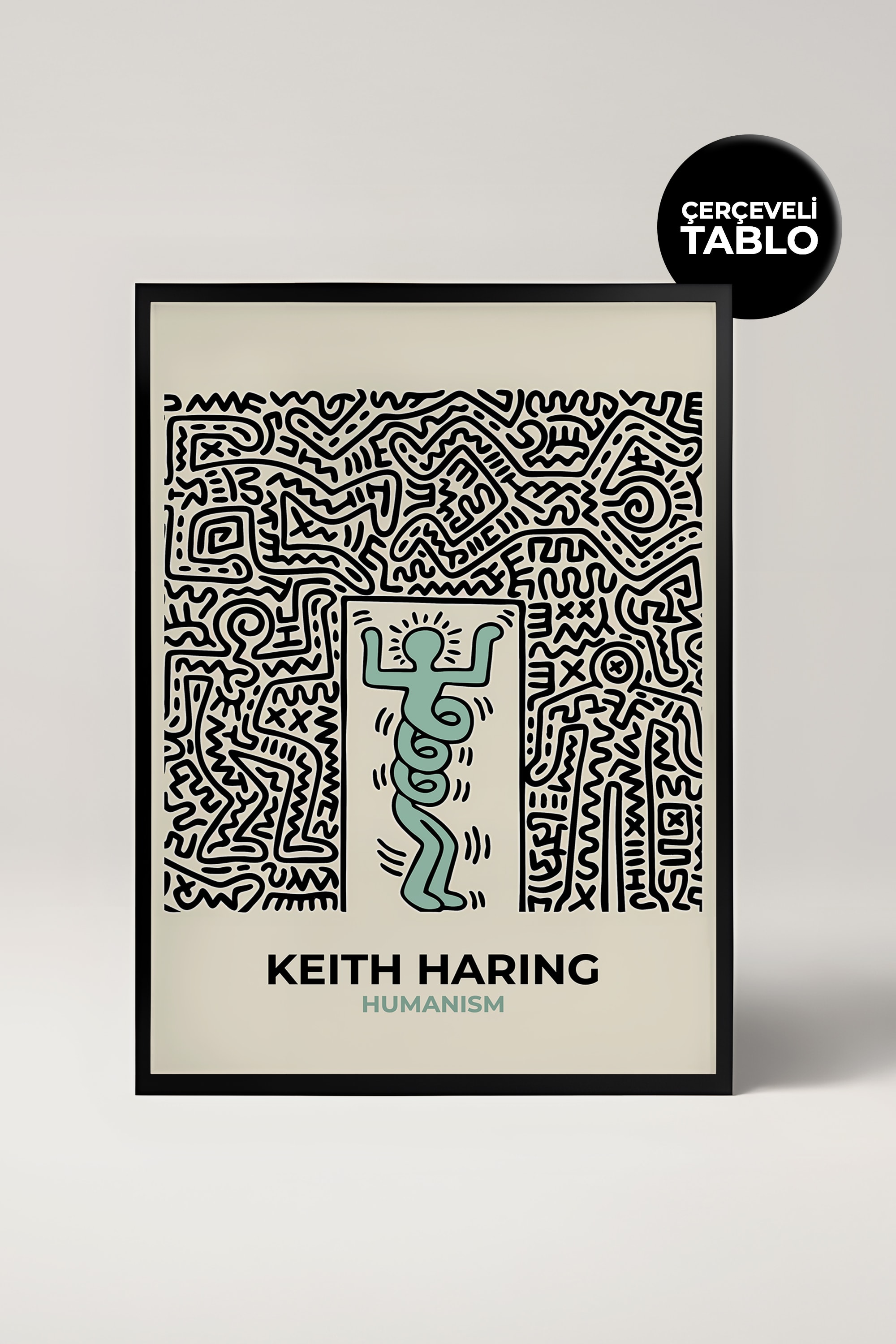 Keith Haring Humanism Ünlü Ressamlar Çerçeveli Tablo