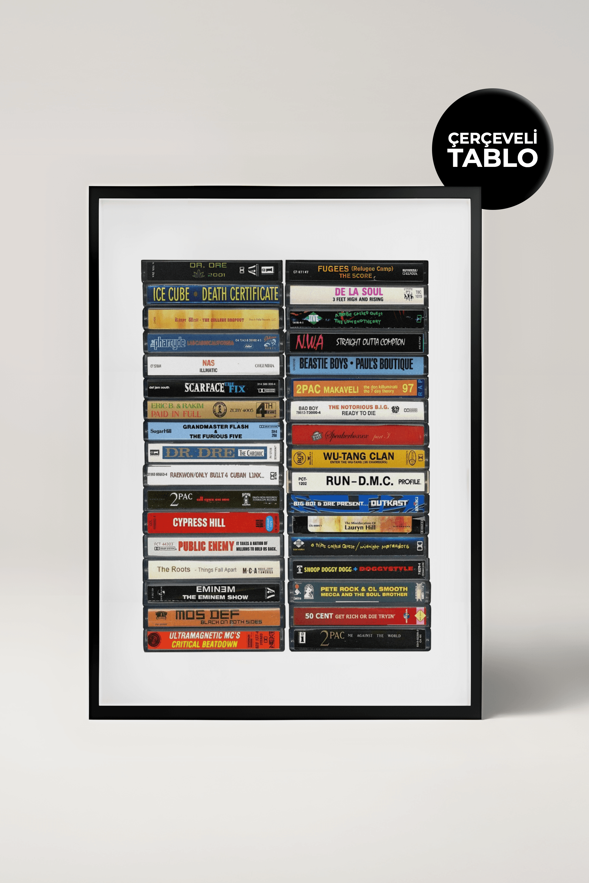 Rap / Hiphop Cassette Tapes Müzik Tasarımlı Çerçeveli Tablo