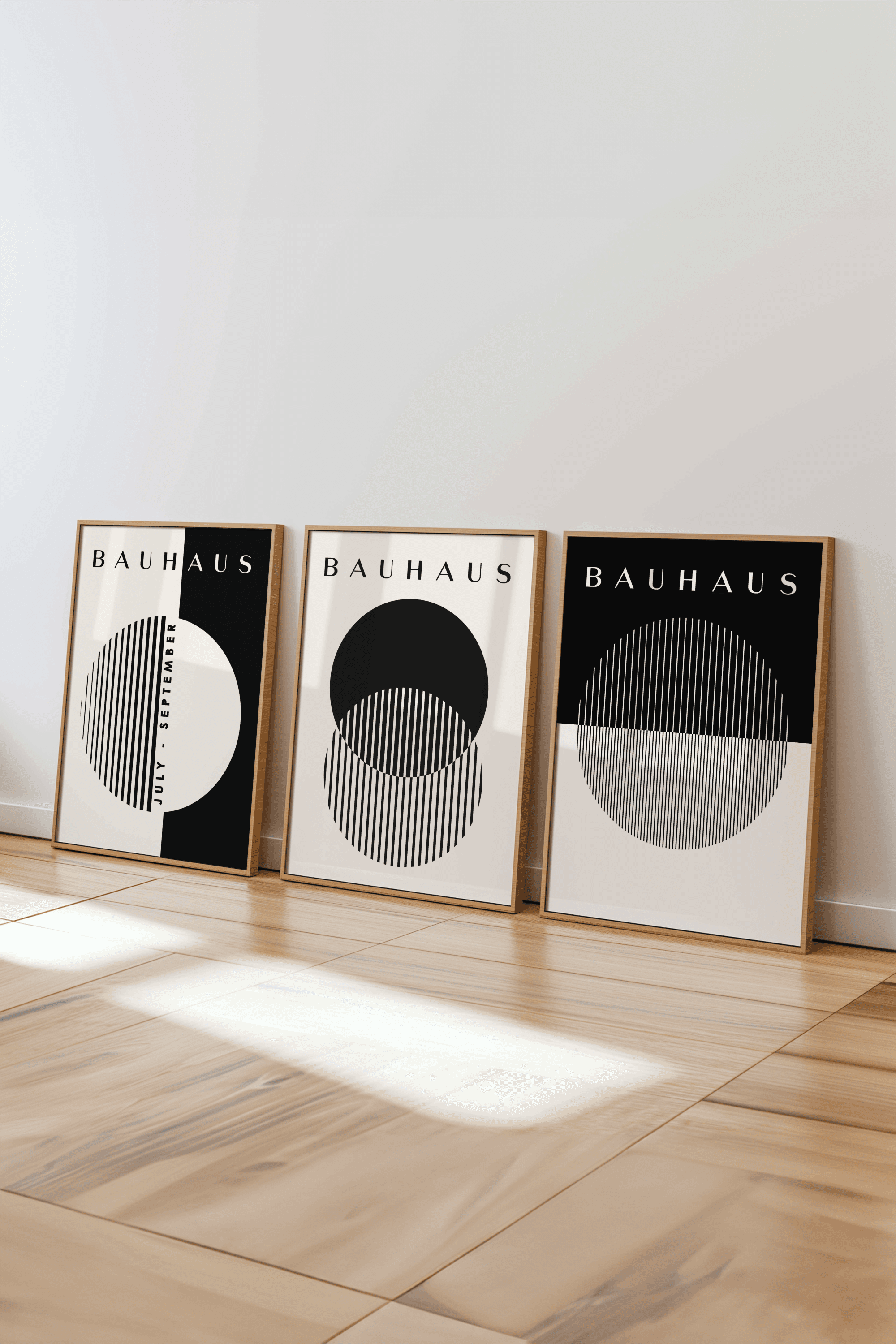 Bauhaus Koleksiyonu No: 9 Tasarımlı 3'lü Çerçevesiz Poster Seti