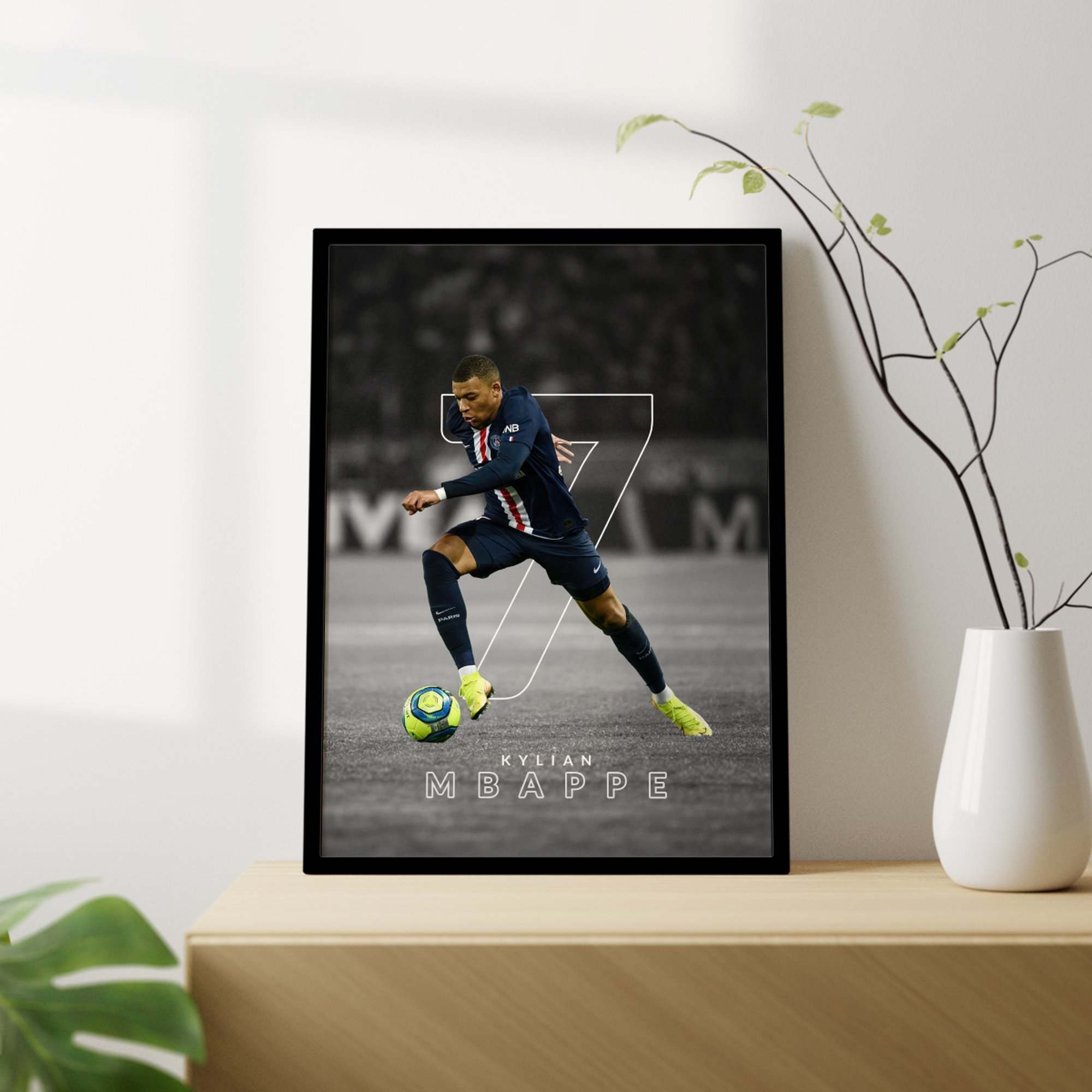 Kylian Mbappe PSG Tasarımlı Çerçevesiz Futbol Poster