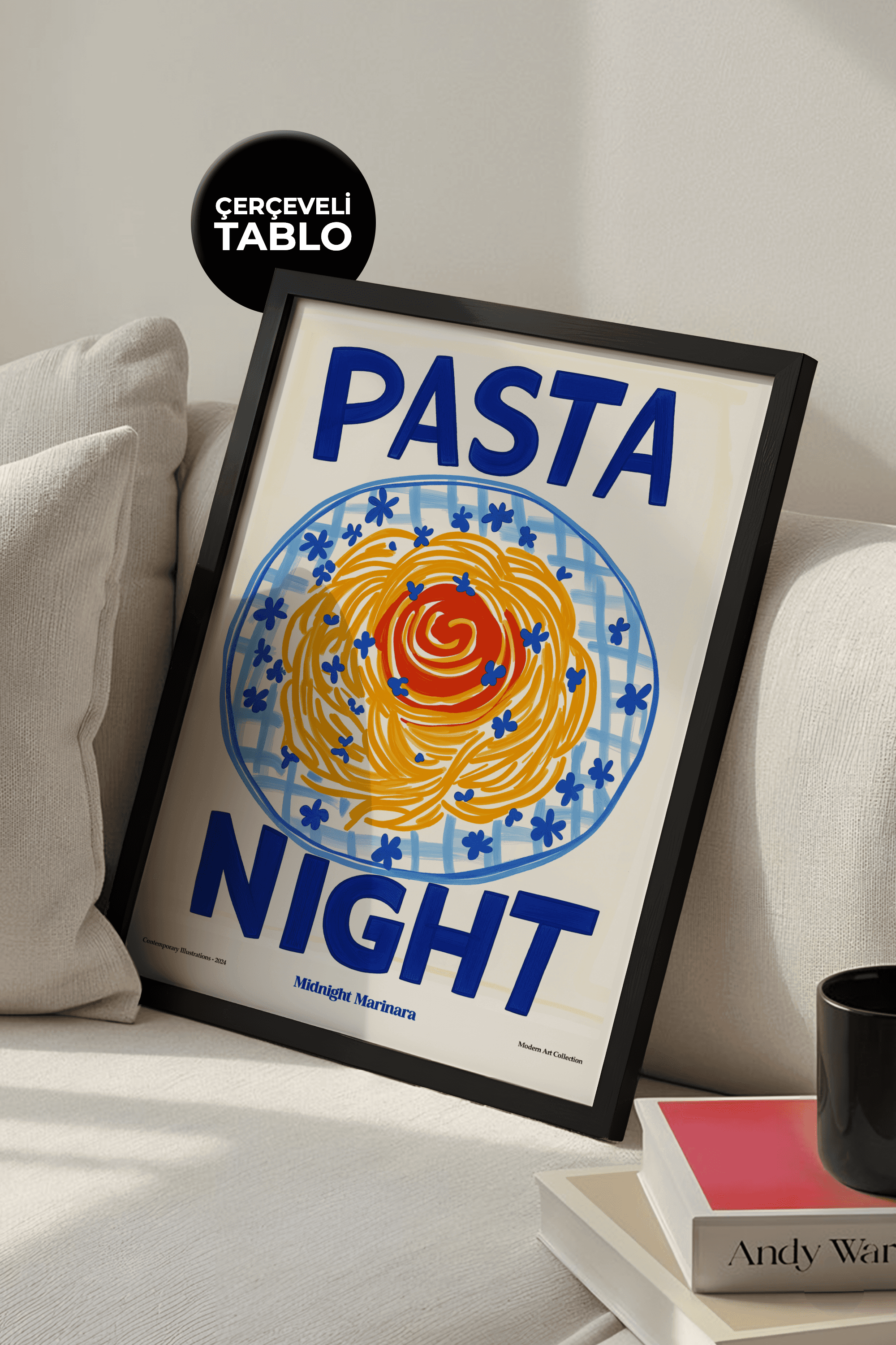 Pasta Night Çerçeveli Tasarım Tablo Dolce Vita Koleksiyonu