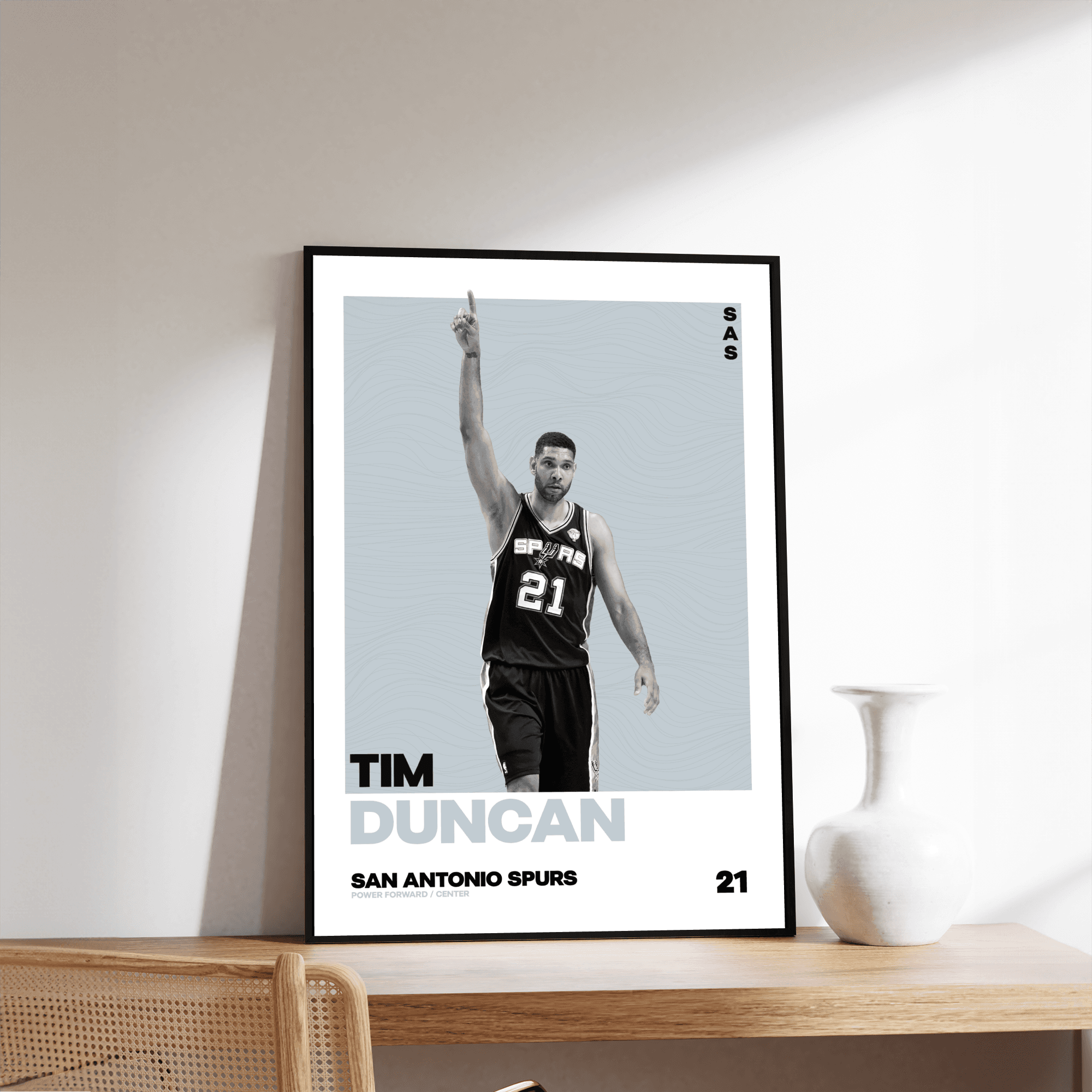 Tim Duncan Tasarımlı Çerçevesiz Poster | NBA Efsaneleri Koleksiyonu