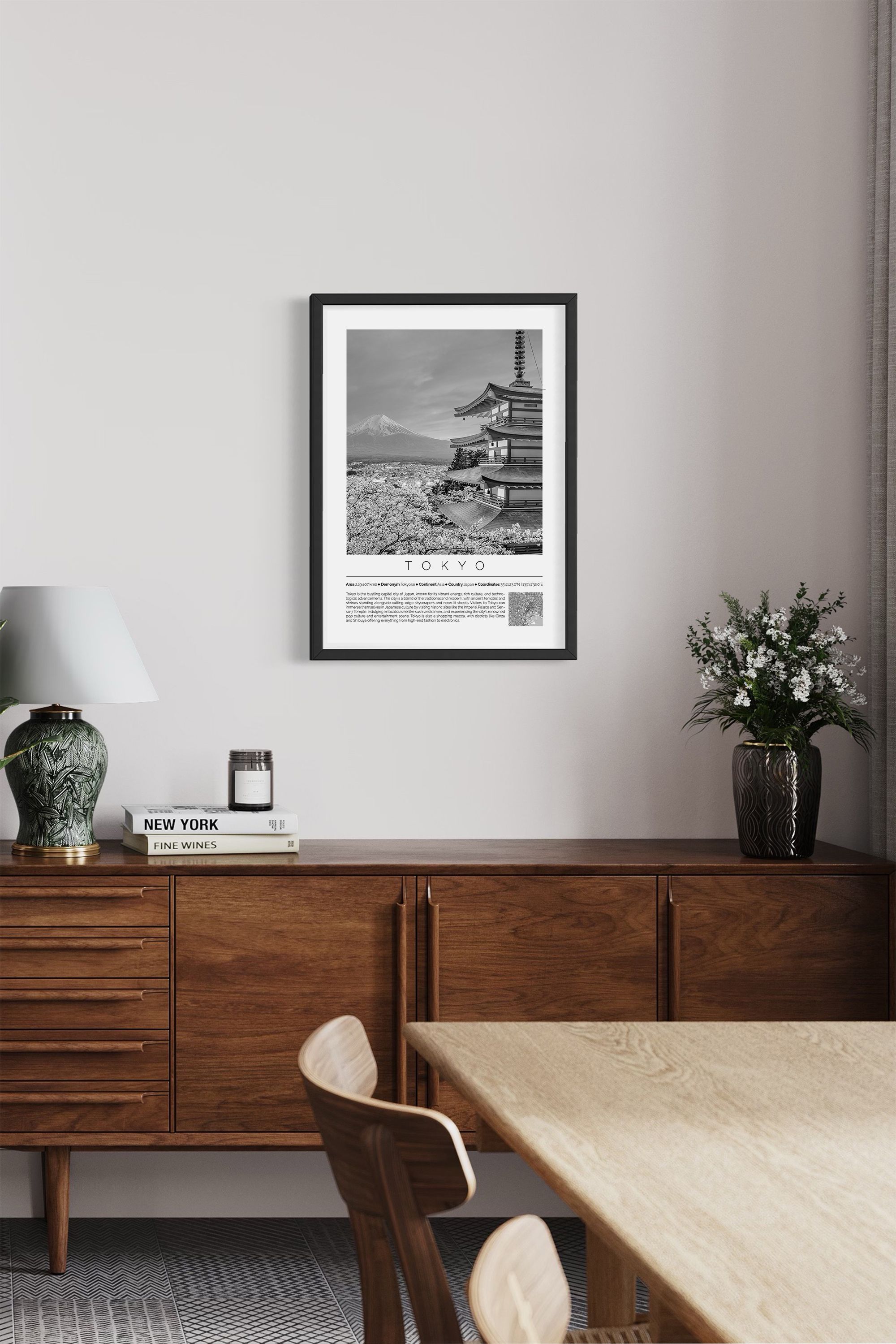 Tokyo Japan Monochrome Framed Print Cities Collection