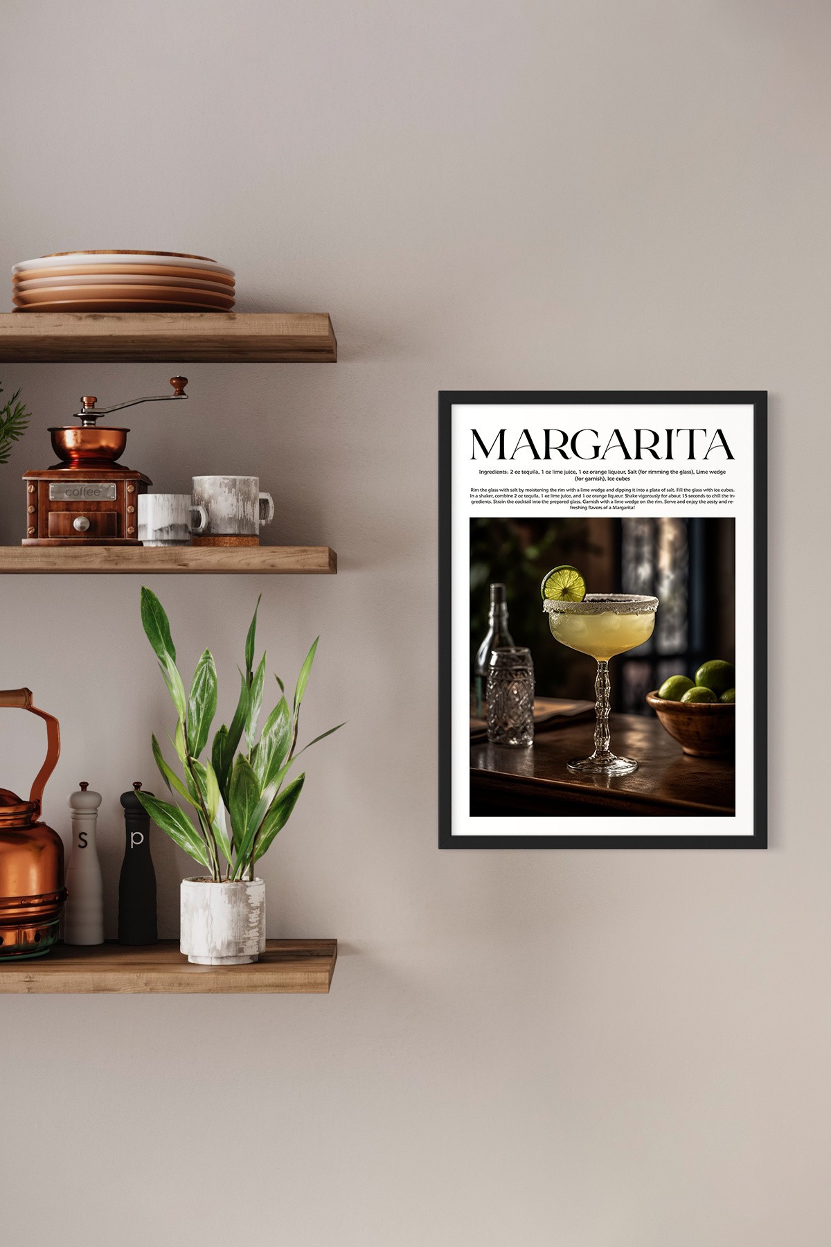 Margarita Cocktail Recipes Framed Print