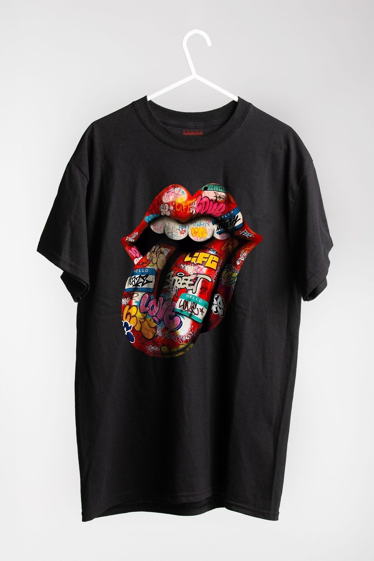 The Rolling Stones Müzik Baskılı Regular Fit Unisex Siyah T-Shirt %100 Pamuk No:0327