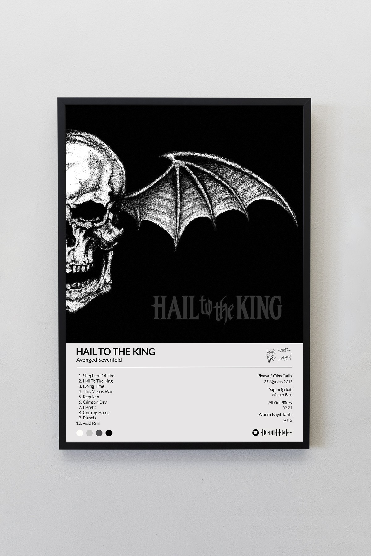 Avenged Sevenfold Hail to the King Albümü Siyah Çerçeveli Spotify Barkodlu  Albüm