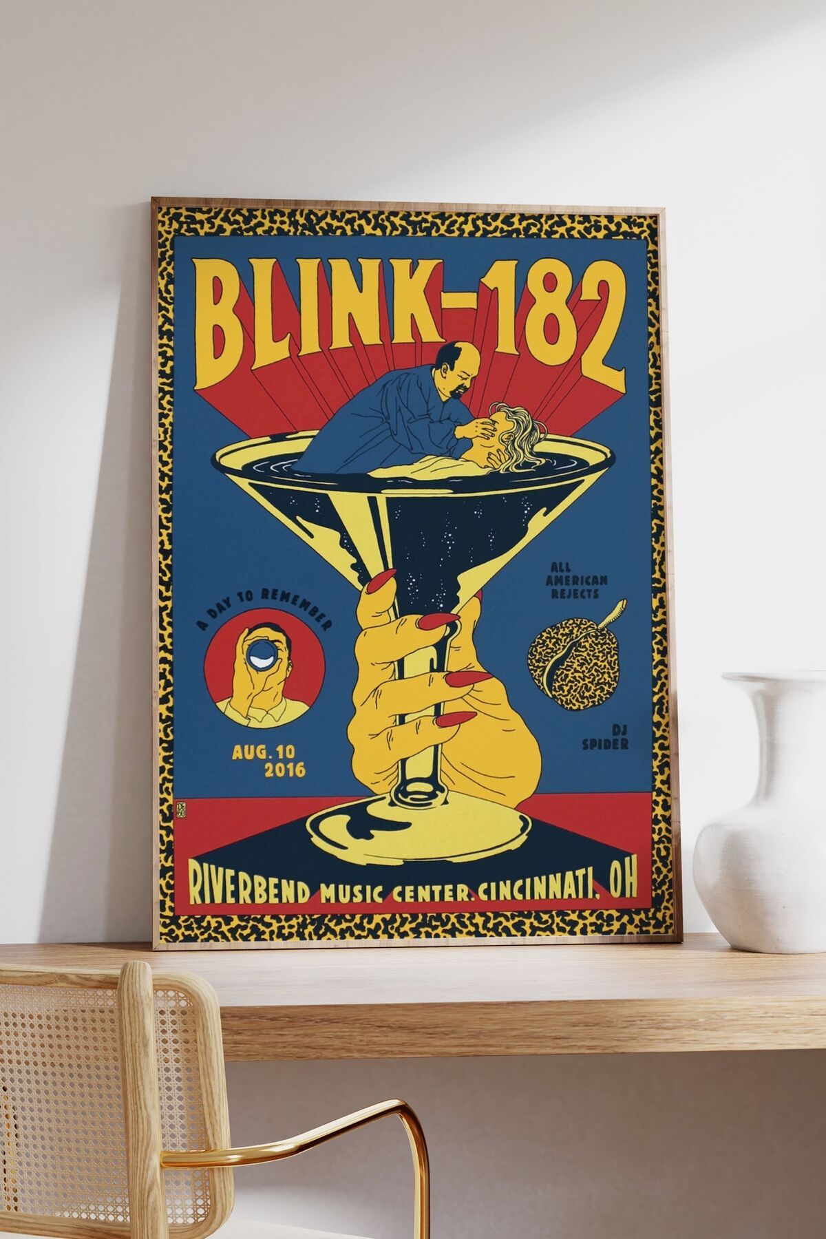 Blink-182 Konser Tasarımlı Retro Çerçeveli Tasarım Tablo