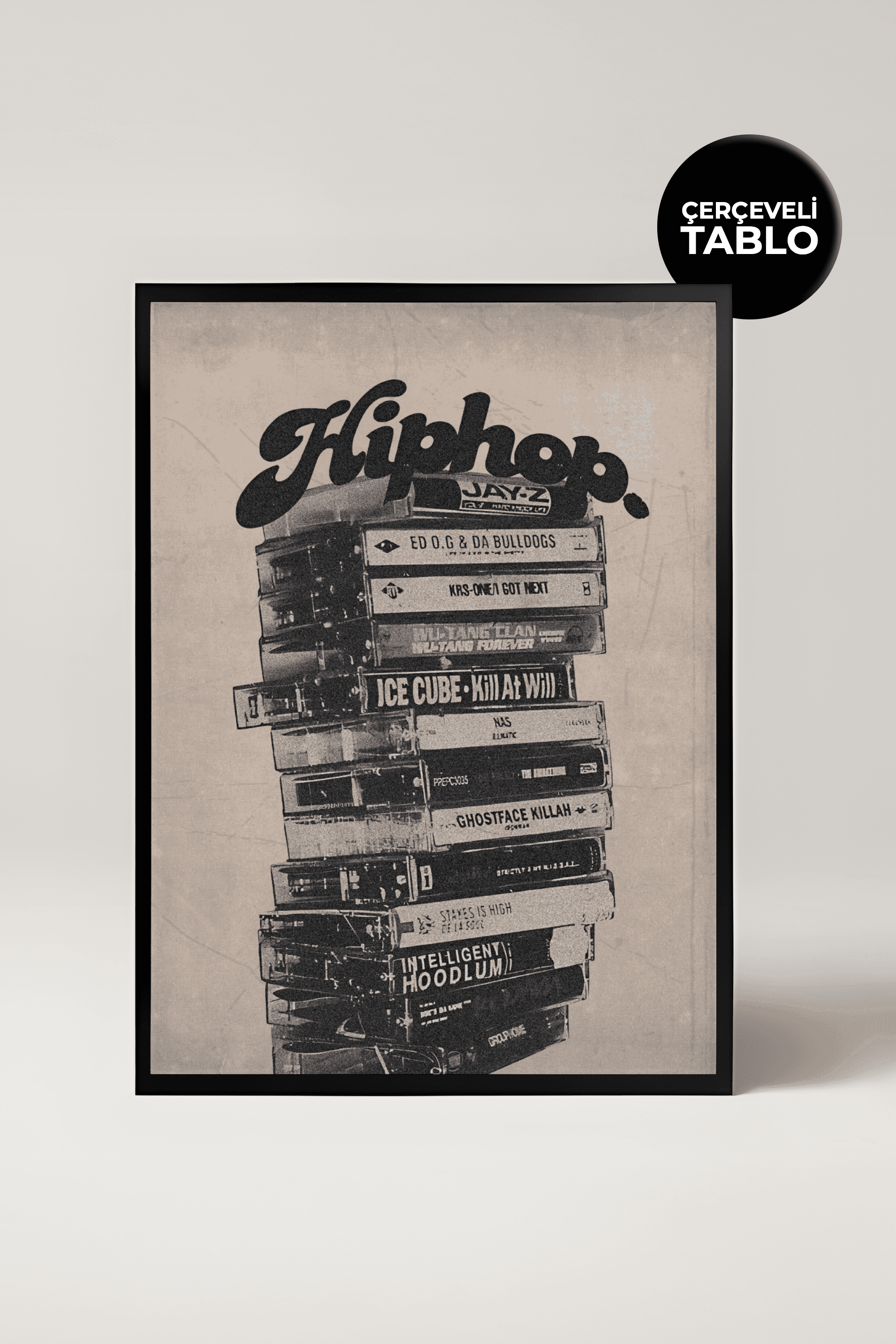 Hiphop Cassette Stack Müzik Tasarımlı Çerçeveli Tablo