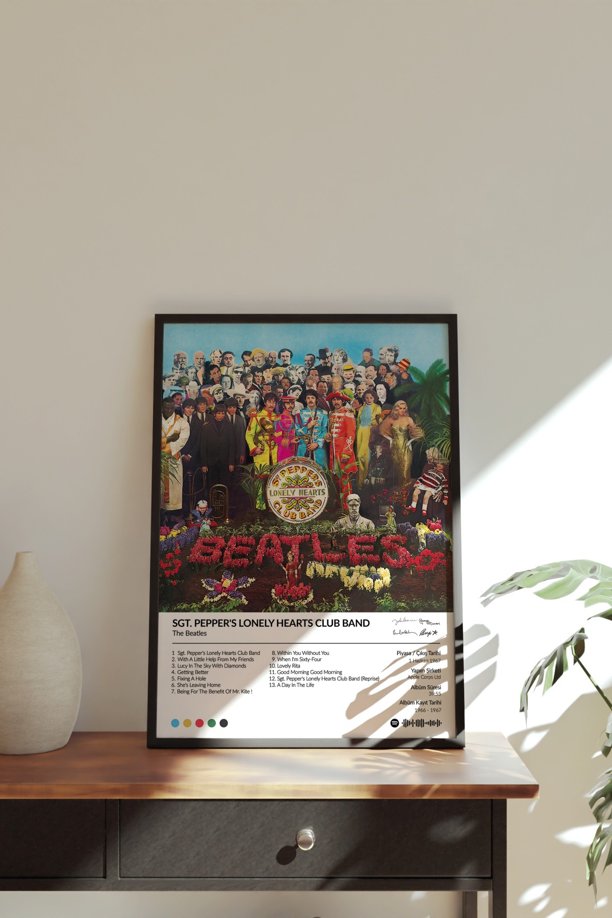 The Beatles Sgt. Pepper's Lonely Hearts Club Band Albümü Çerçevesiz Albüm Tasarımlı Spotify Poster