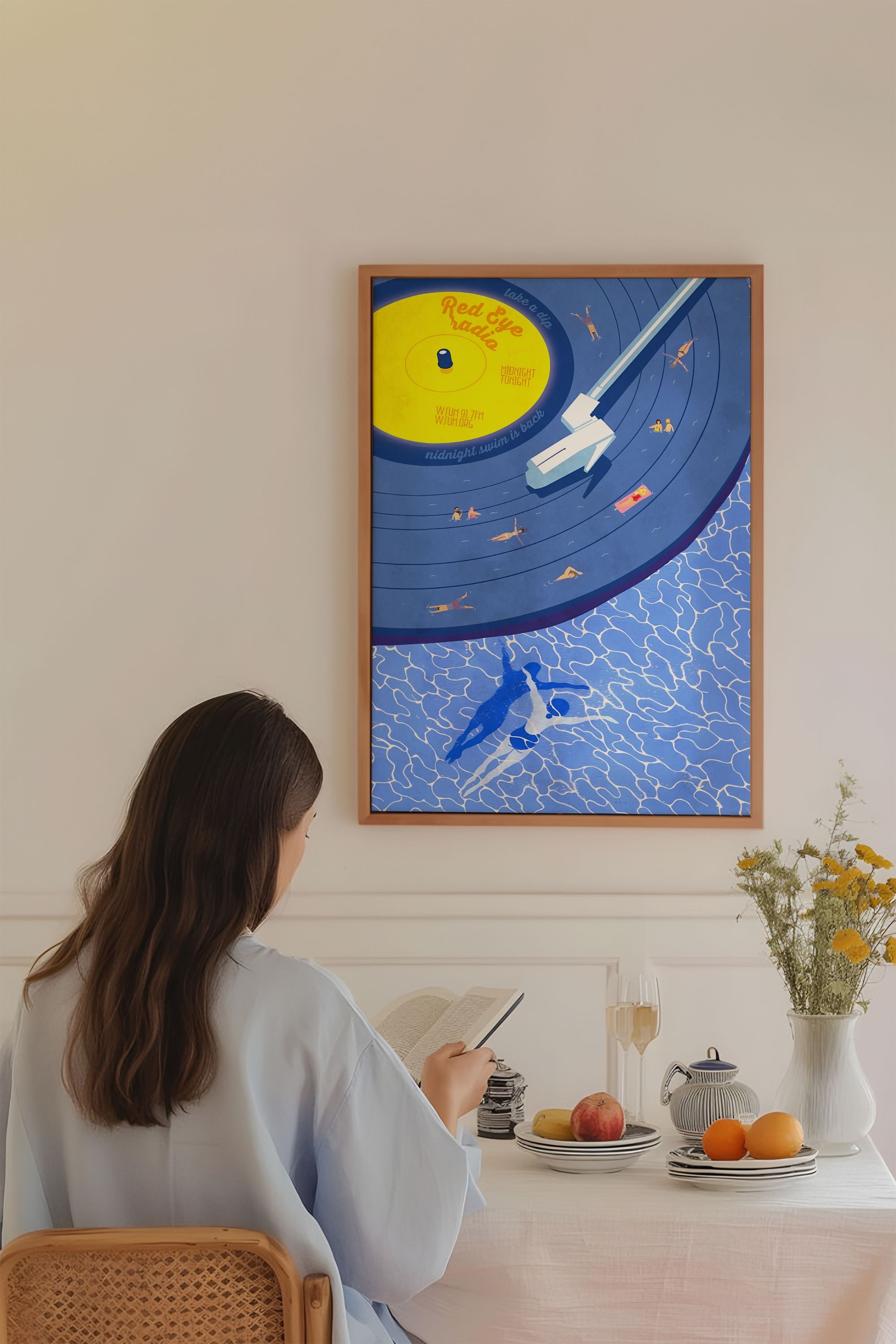 Swimming Lp No:2 Sanatsal Çerçevesiz Tasarım Poster Dolce Vita Koleksiyonu