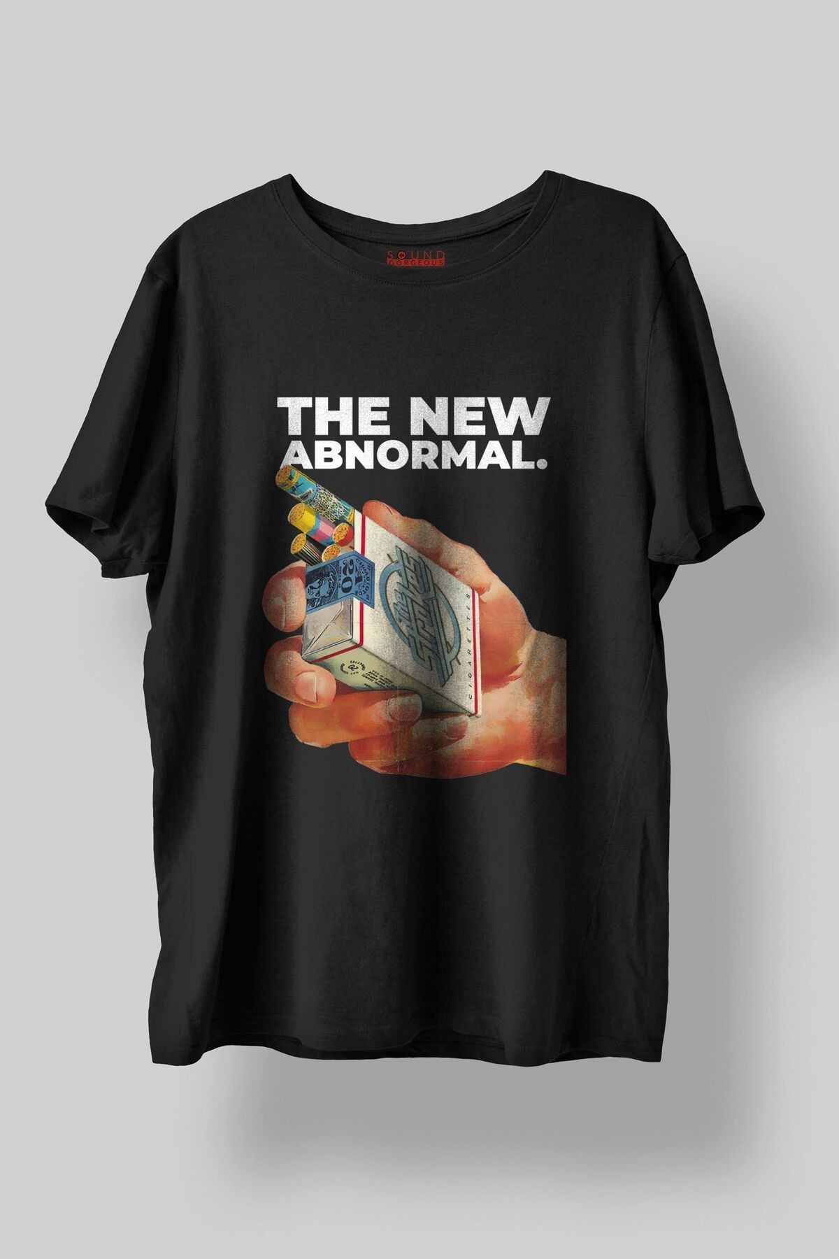 The New Abnormal Müzik Baskılı Regular Fit Unisex Siyah T-shirt %100 Pamuk No:0334