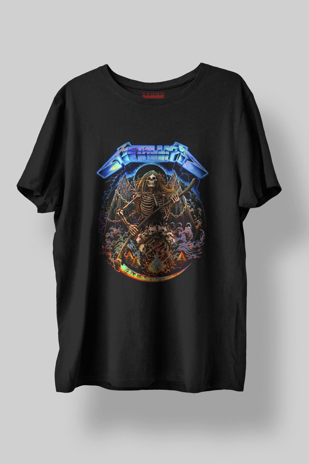 Metallica The Lightning Baskılı Regular Fit Unisex Siyah T-Shirt %100 Pamuk No:0428