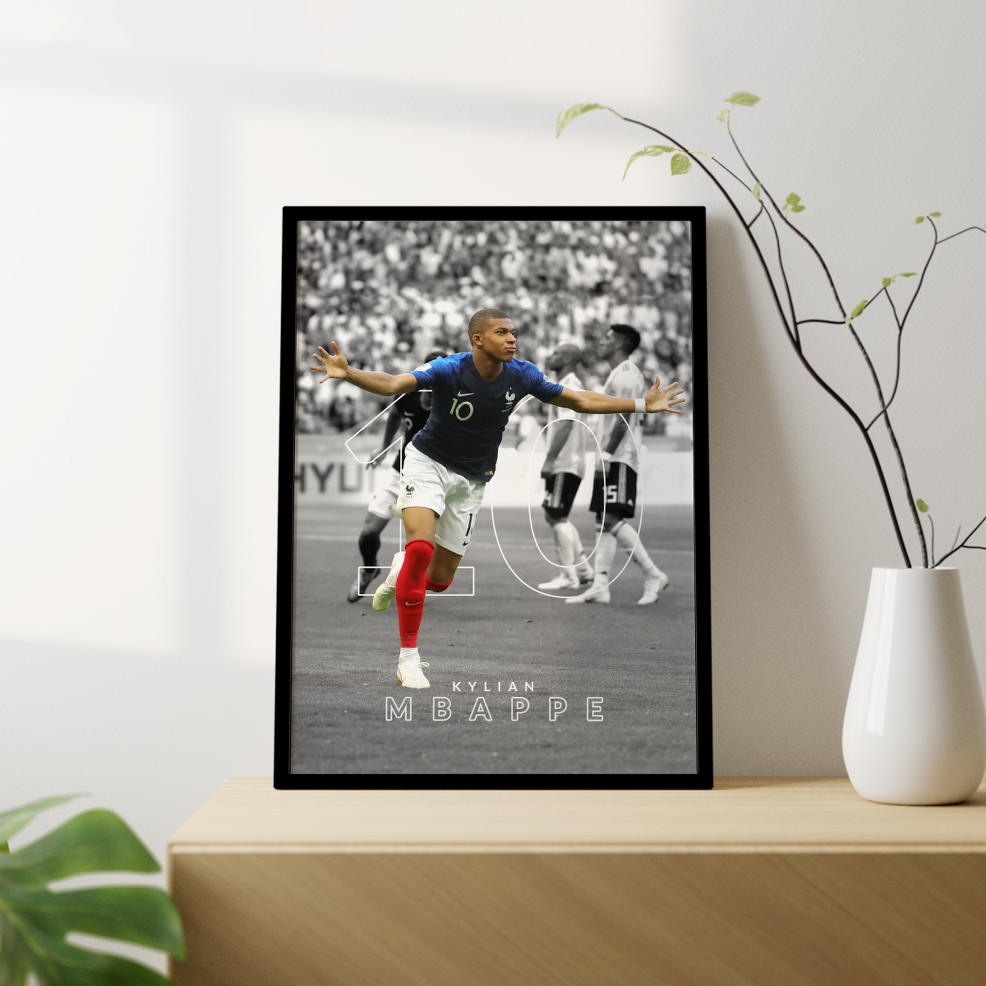 Kylian Mbappe Fransa Tasarımlı Çerçevesiz Futbol Poster