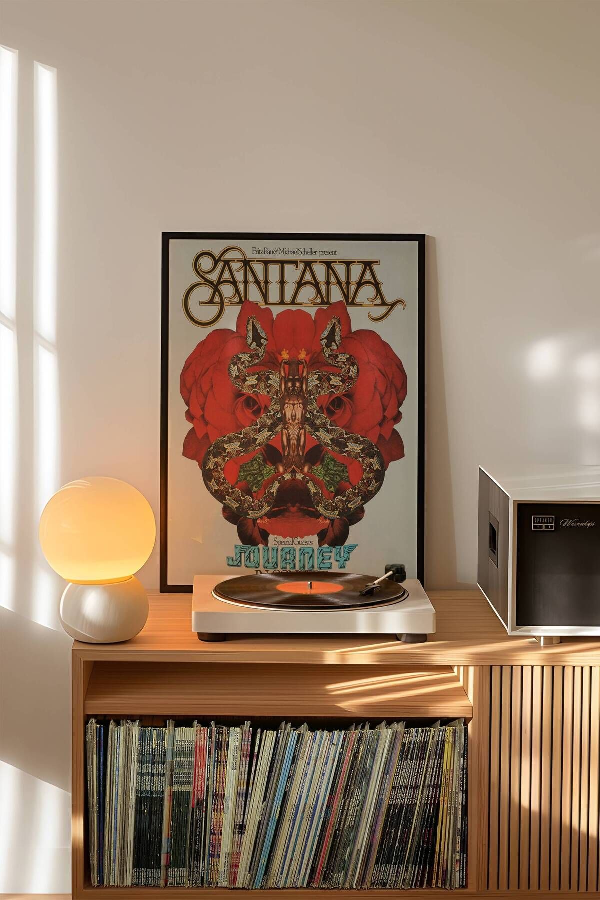 Carlos Santana Konser Tasarımlı Retro Çerçeveli Tasarım Tablo