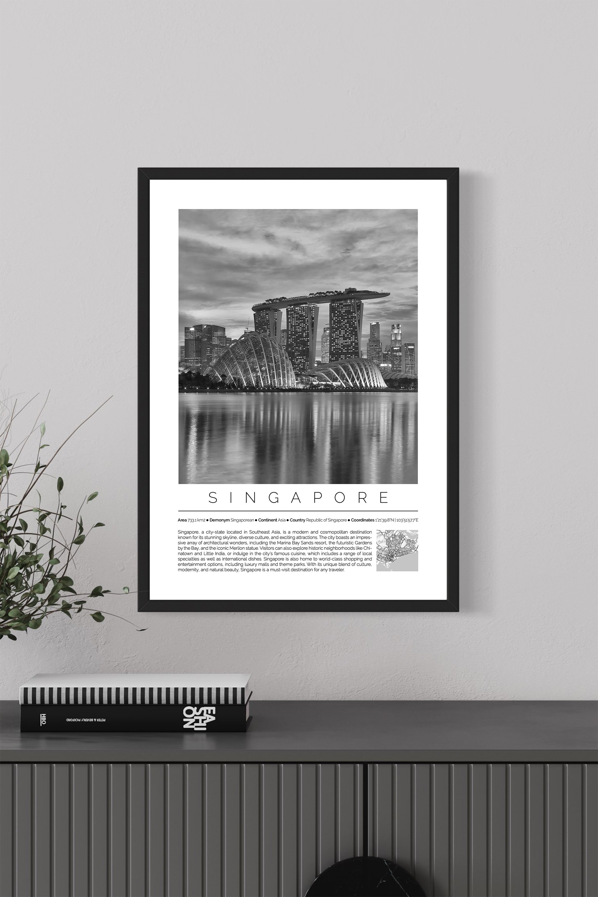 Singapore Monochrome Framed Print Cities Collection