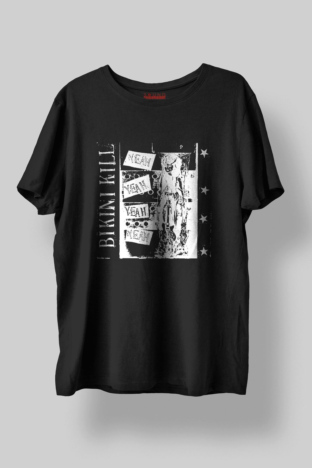 Bikini K*ll Müzik Baskılı Regular Fit Unisex Siyah T-Shirt %100 Pamuk No:0047