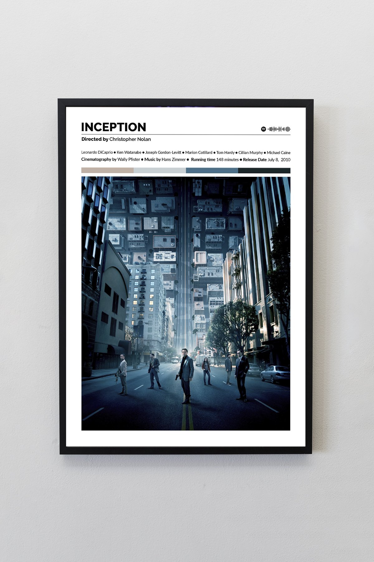 Inception Filmi Siyah Çerçeveli Spotify Barkodlu Tasarım Tablo | Nolan-Zimmer Koleksiyonu