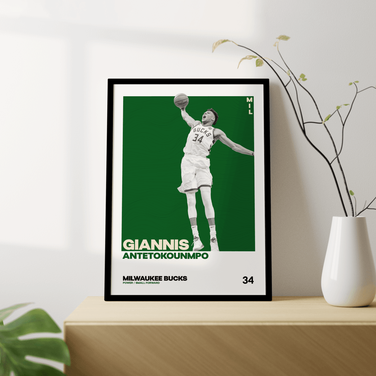 Giannis Antetokounmpo Tasarımlı Çerçevesiz Poster | NBA Efsaneleri Koleksiyonu