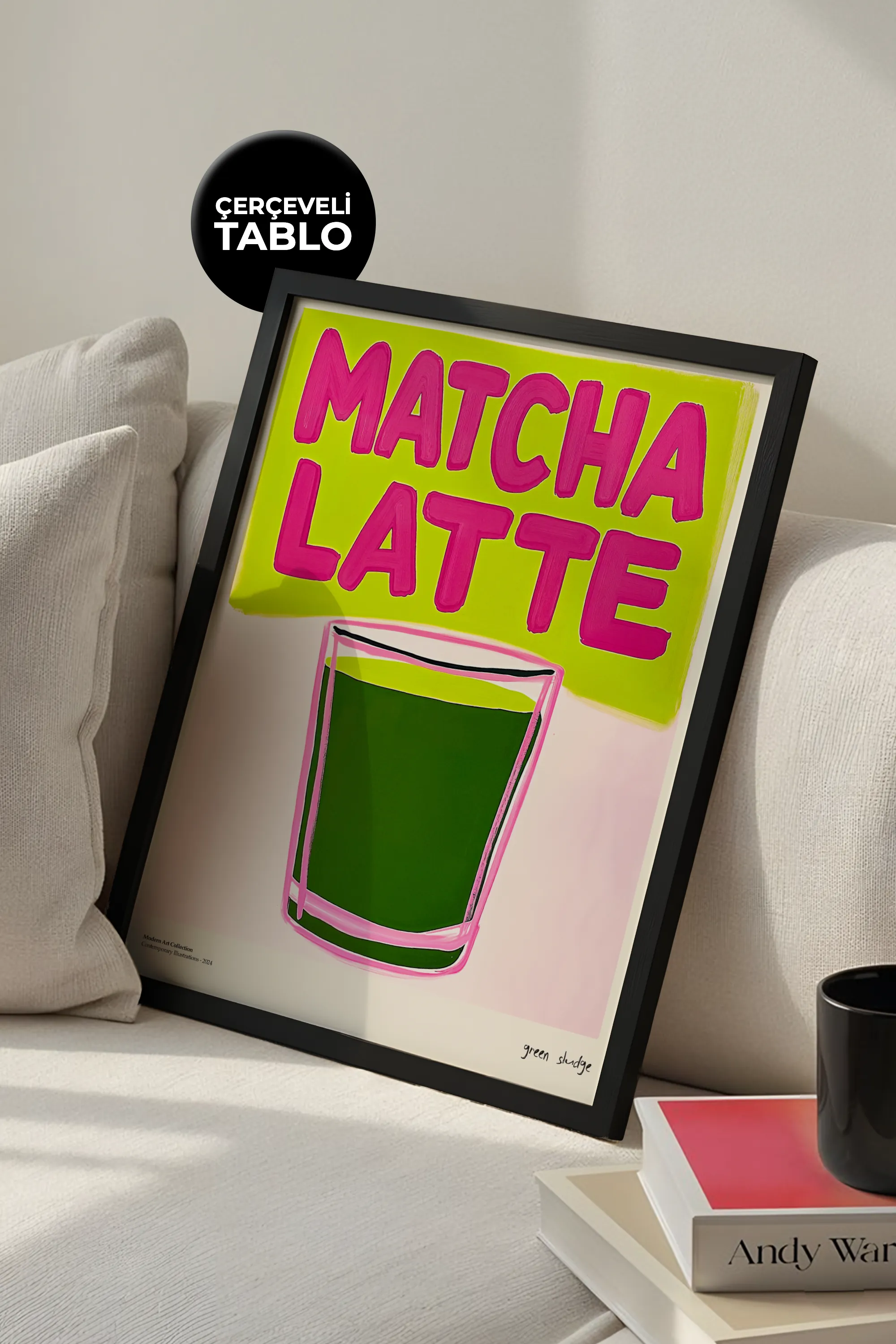 Matcha Latte Çerçeveli Tasarım Tablo Dolce Vita Koleksiyonu