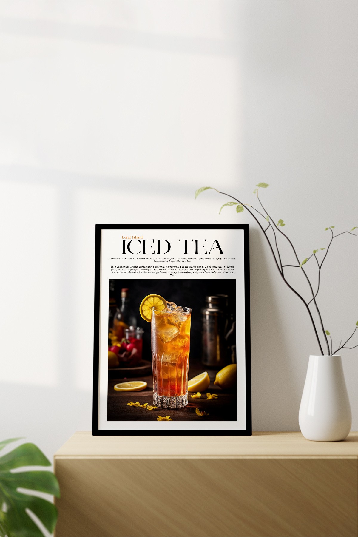 Long Island Iced Tea Tasarımlı Kokteyl Koleksiyonu Çerçevesiz Poster