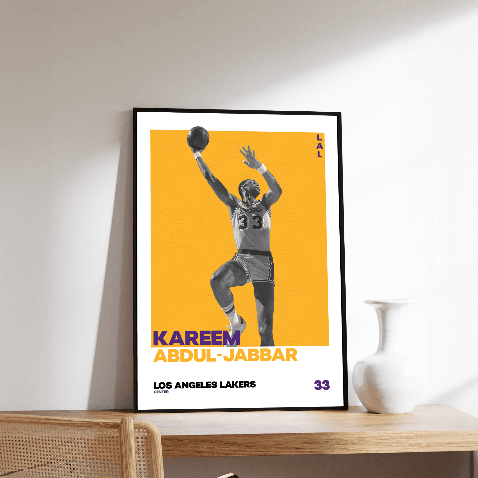 Kareem Abdul-Jabbar Tasarımlı Çerçevesiz Poster | NBA Efsaneleri Koleksiyonu