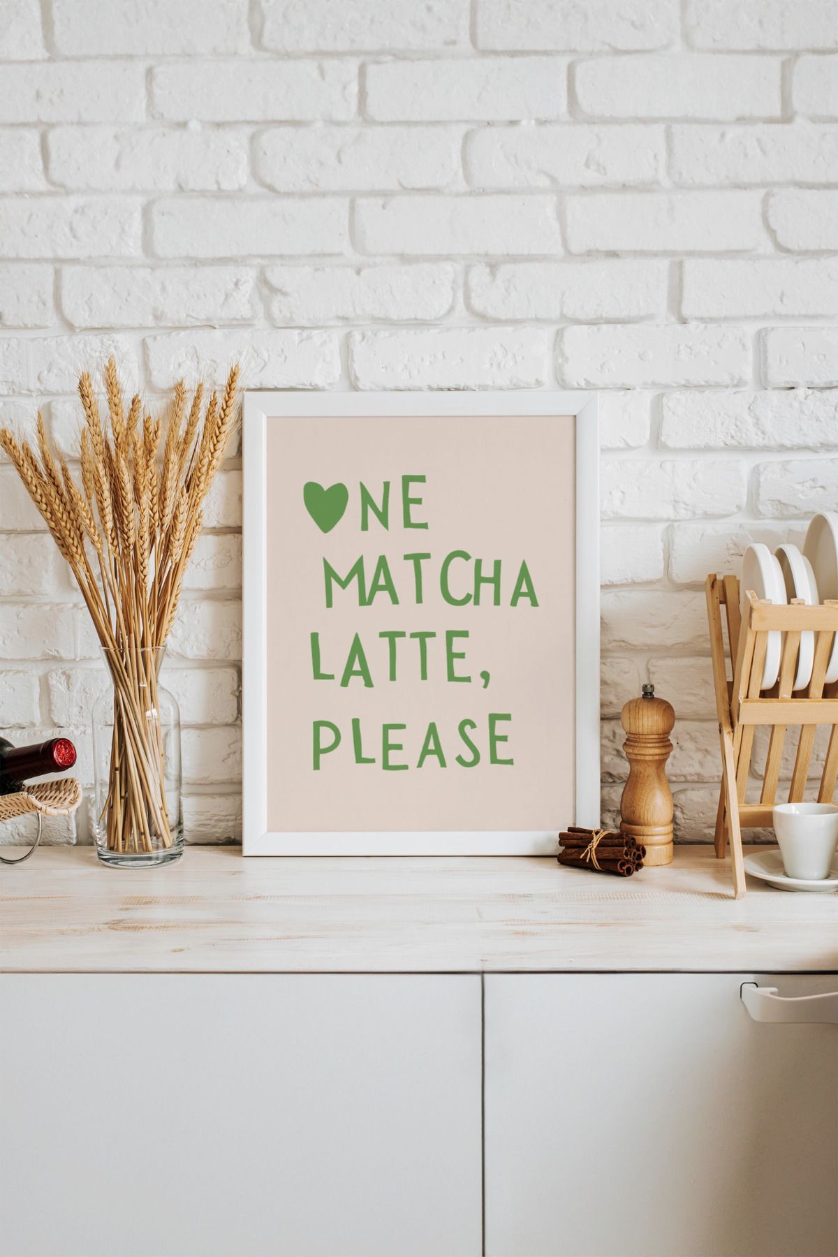 One Maca Latte Please Tasarımlı Çerçevesiz Poster | Kitchen Koleksiyonu