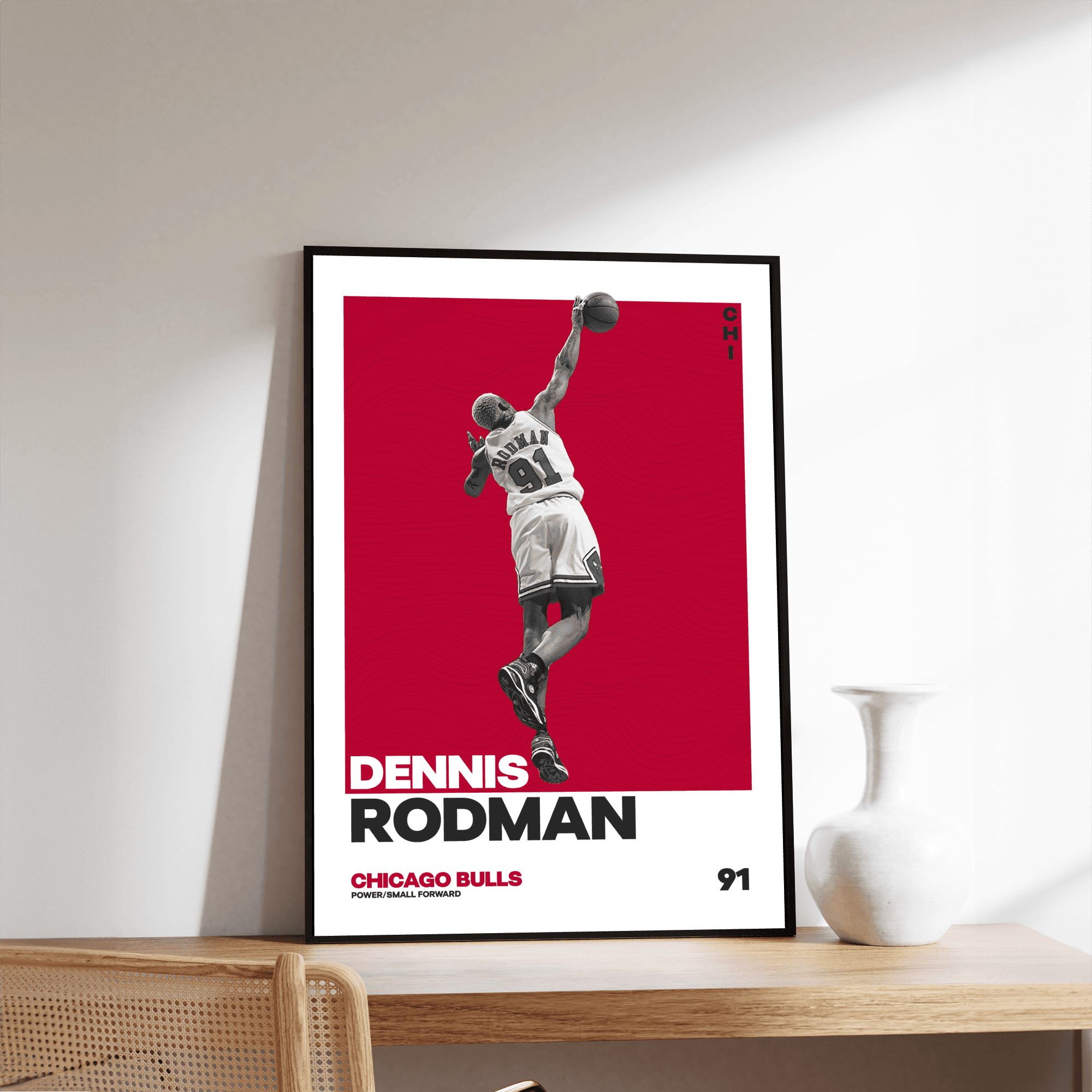 Dennis Rodman Tasarımlı Çerçevesiz Poster | NBA Efsaneleri Koleksiyonu