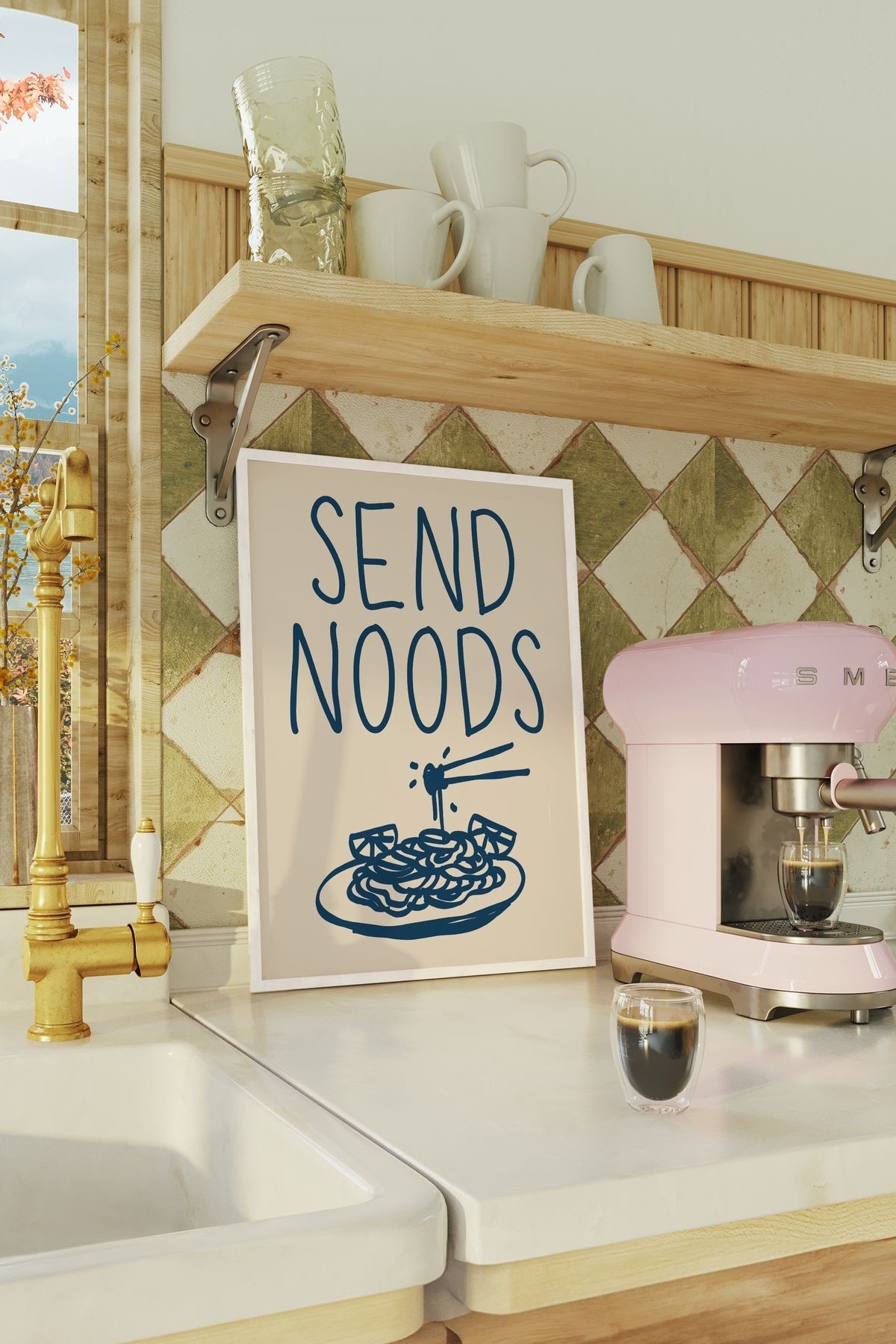 Send Noods Tasarımlı Çerçevesiz Poster | Kitchen Koleksiyonu