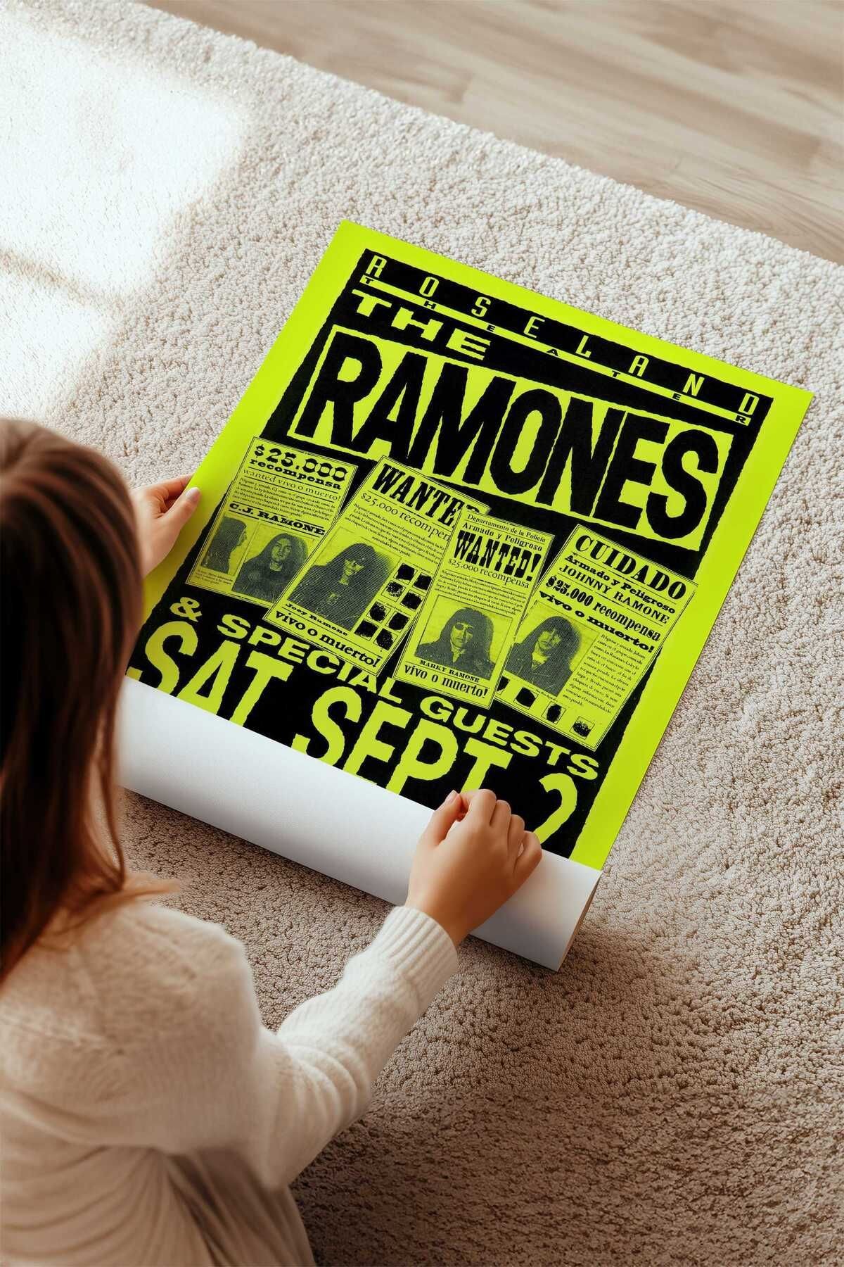 The Ramones Konser Tasarımlı Retro Çerçevesiz Poster