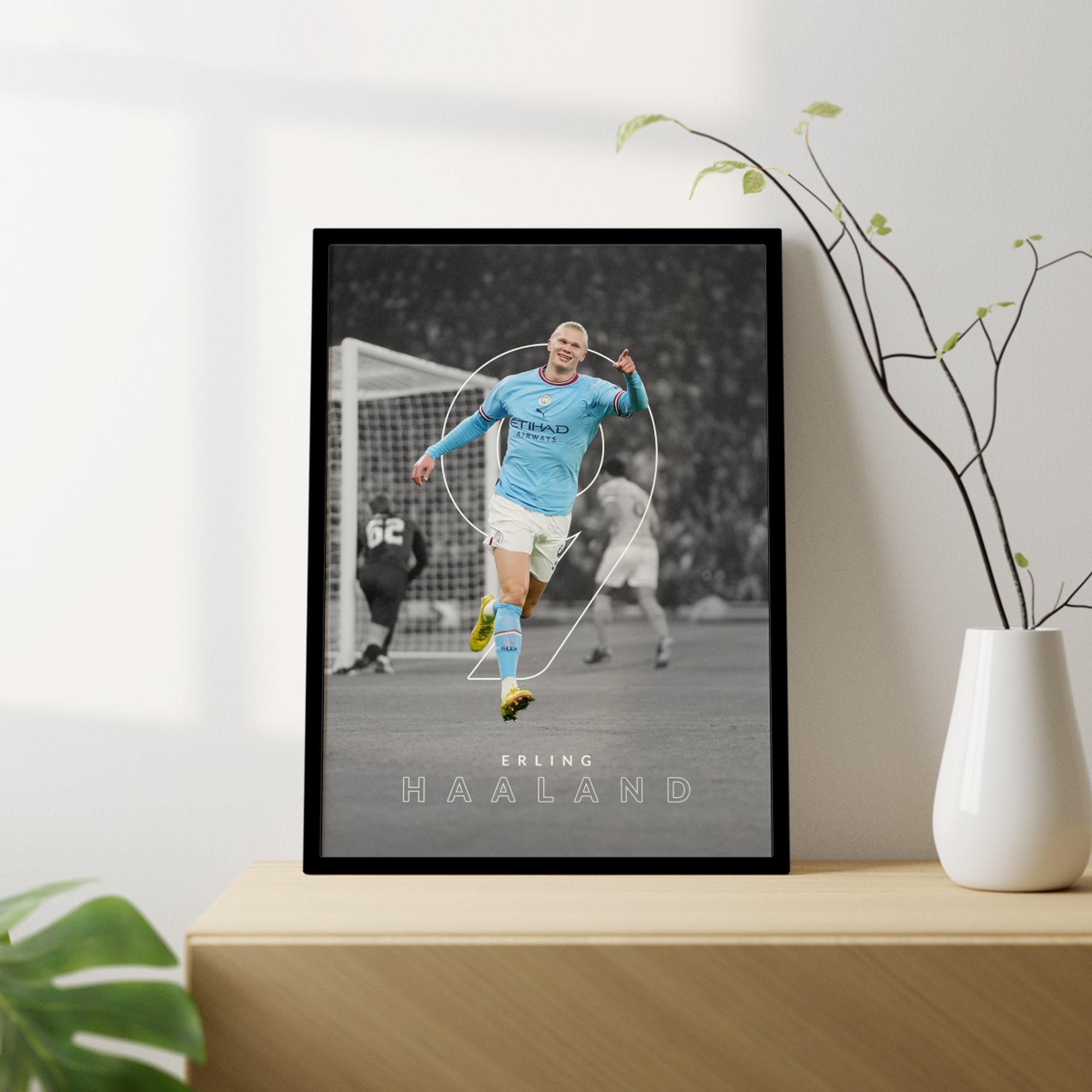 Erling Haaland Manchester City Tasarımlı Çerçevesiz Futbol Poster