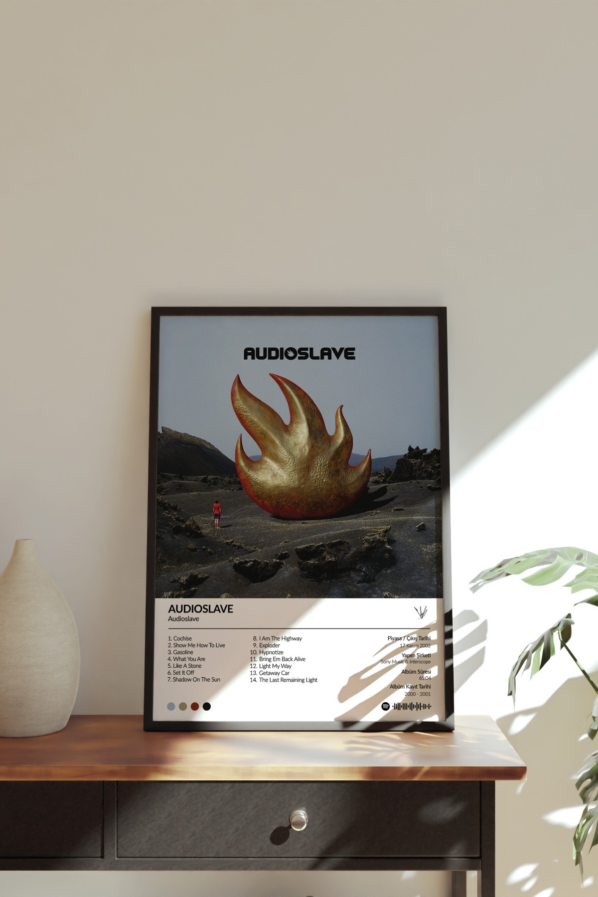 Audioslave Selftitled Albümü Çerçevesiz Albüm Tasarımlı Spotify Poster