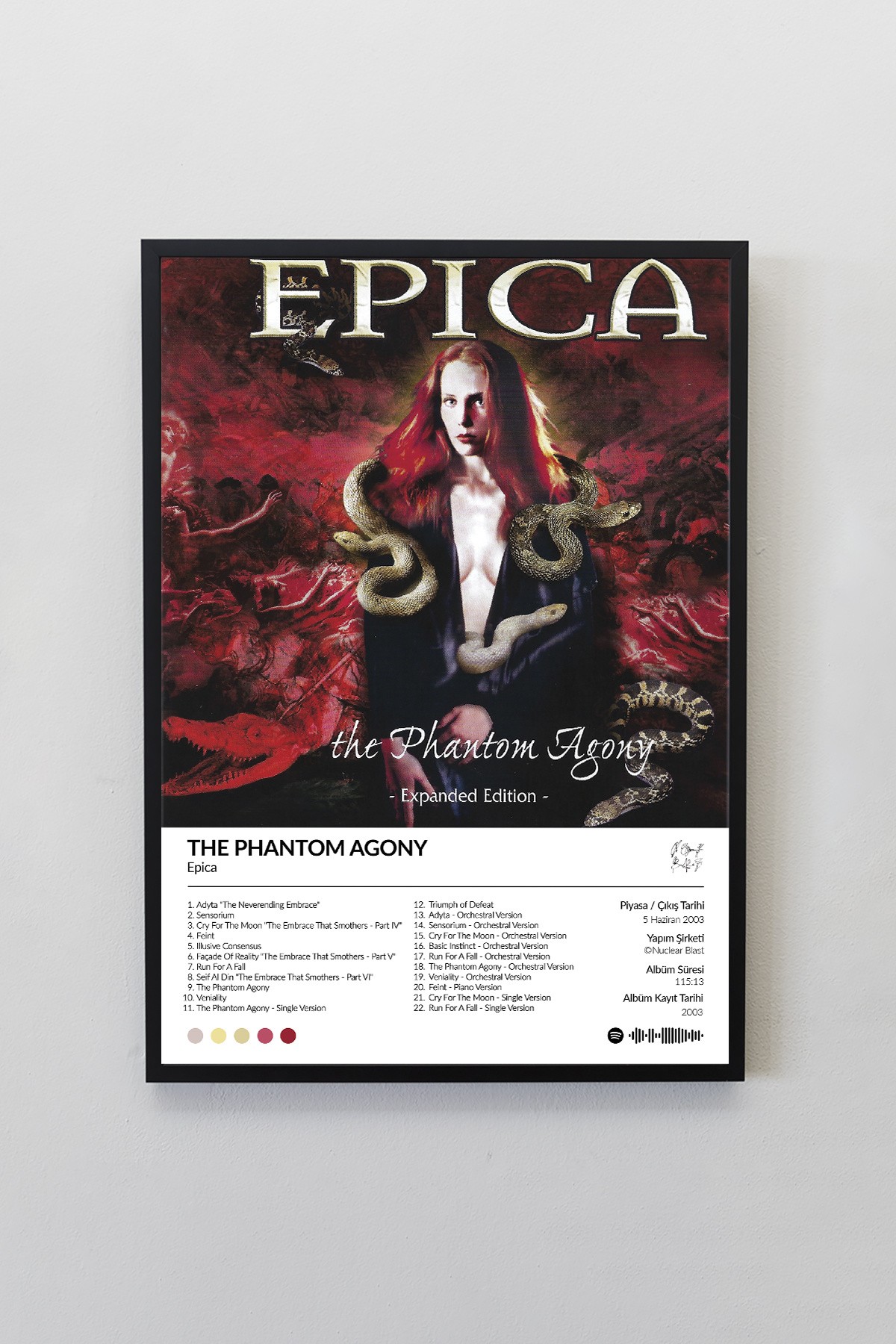 Epica The Phantom Egony Albümü Çerçevesiz Albüm Tasarımlı Spotify Poster