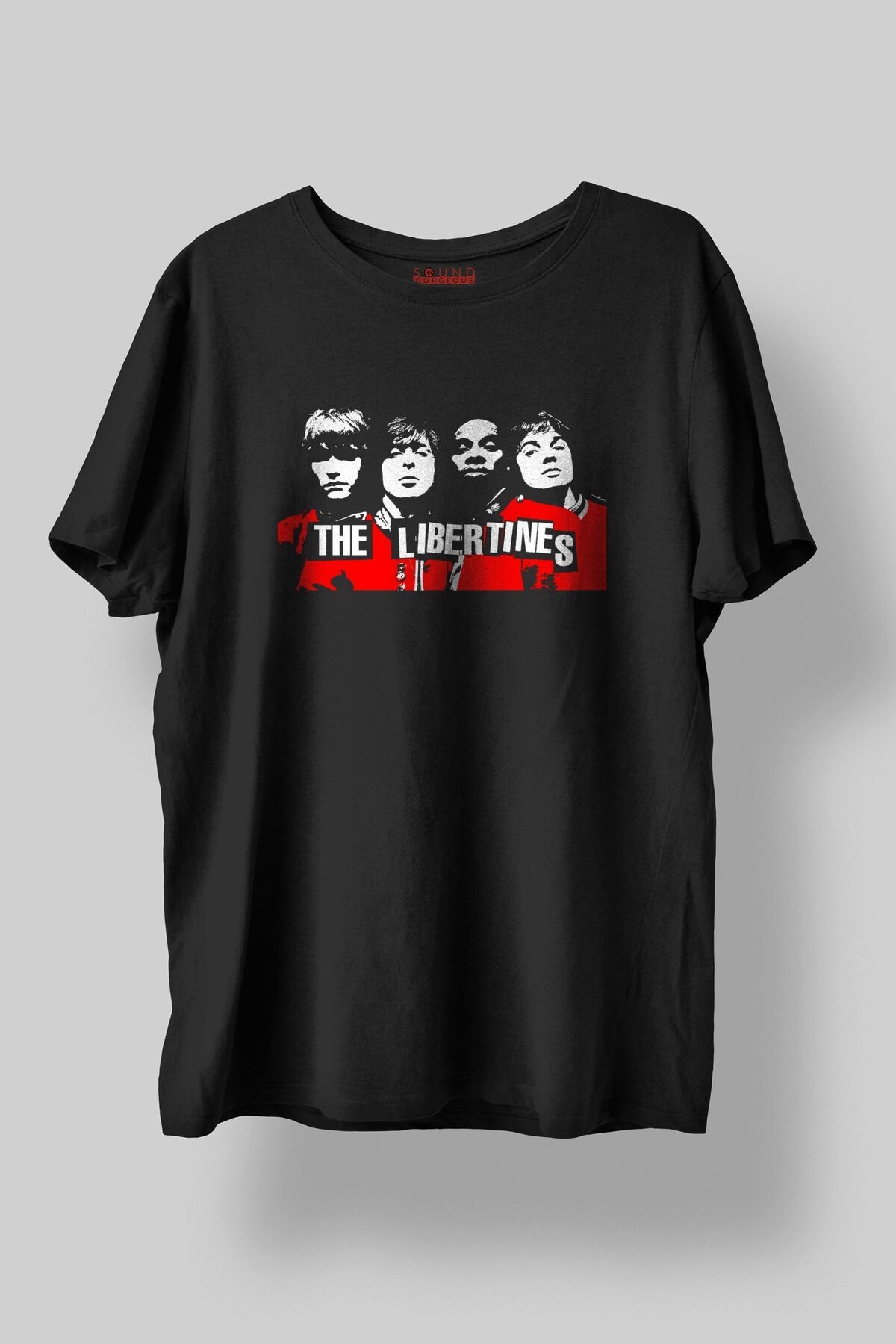 The Libertines Müzik Baskılı Regular Fit Unisex Siyah T-Shirt %100 Pamuk No:0378