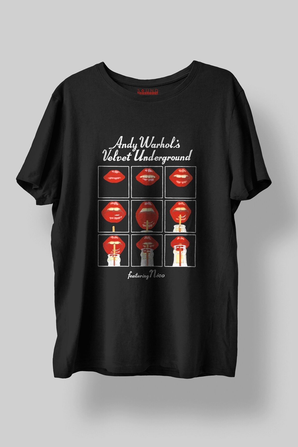 Andy Warhol's Velvet Müzik Baskılı Regular Fit Unisex Siyah T-shirt %100 Pamuk No:0335