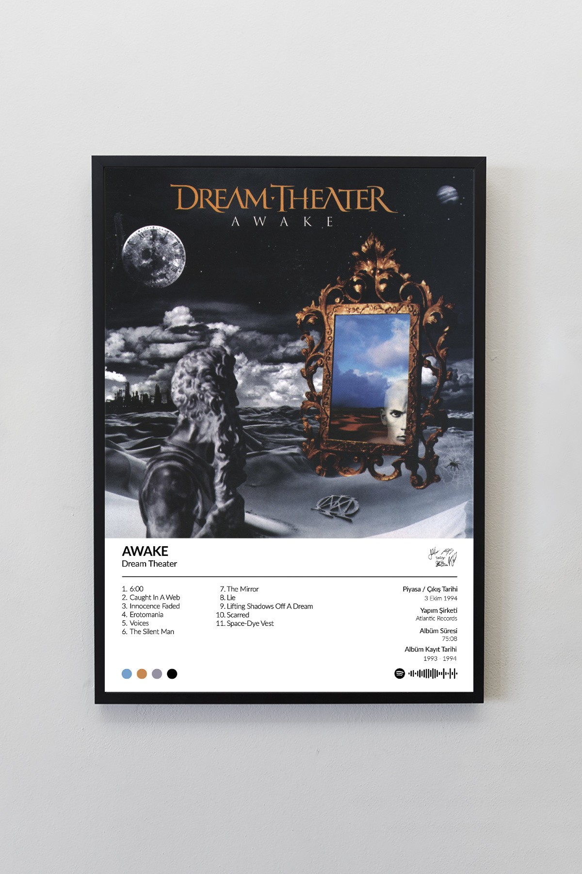 Dream Theater Awake Albümü Çerçevesiz Albüm Tasarımlı Spotify Poster