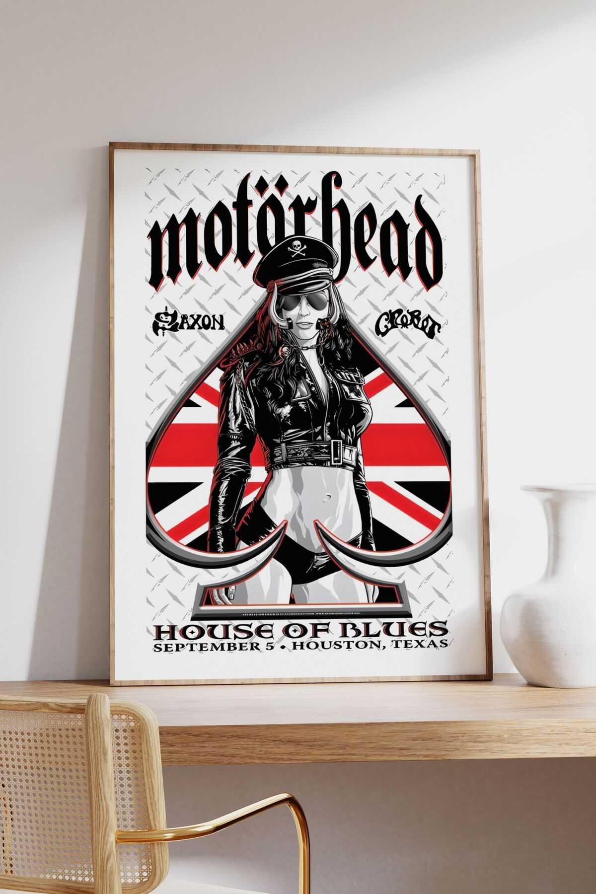 Motörhead Konser Tasarımlı Retro Çerçeveli Tasarım Tablo