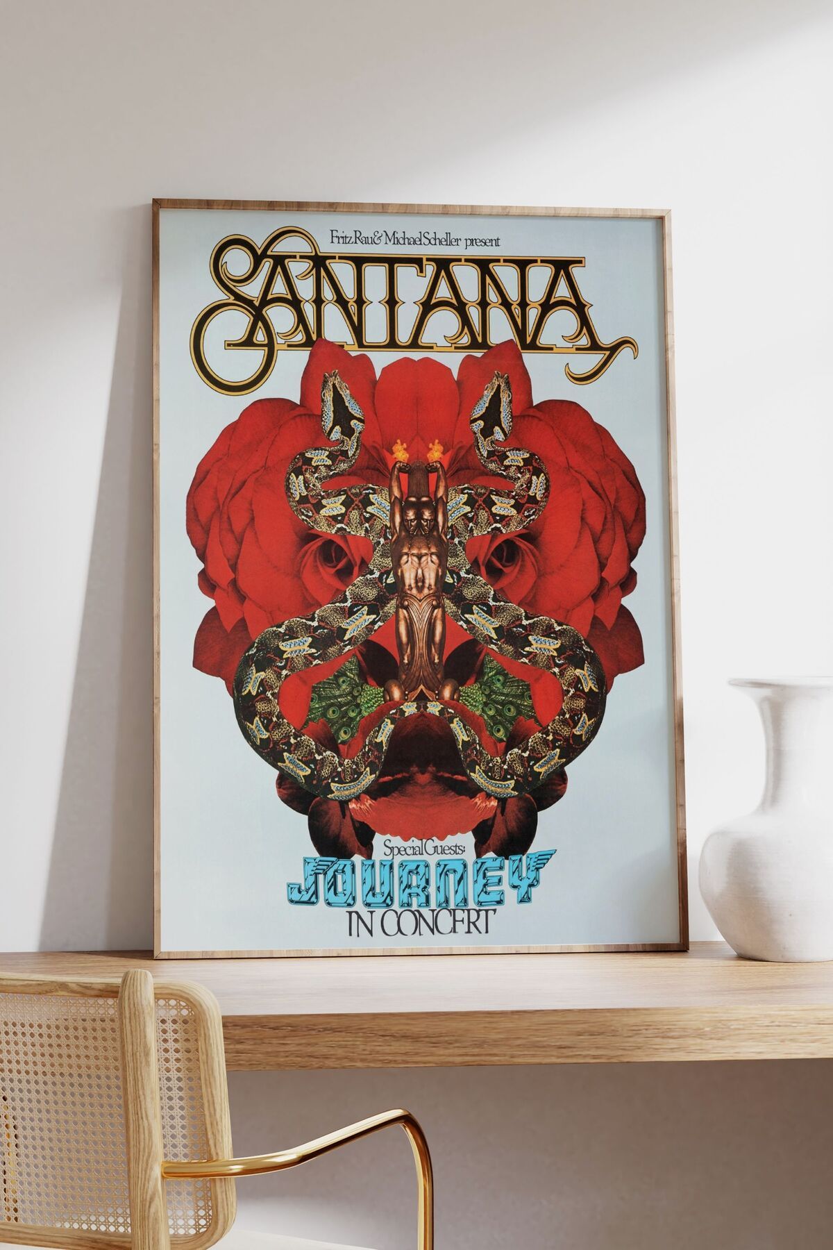 Carlos Santana Konser Tasarımlı Retro Çerçeveli Tasarım Tablo