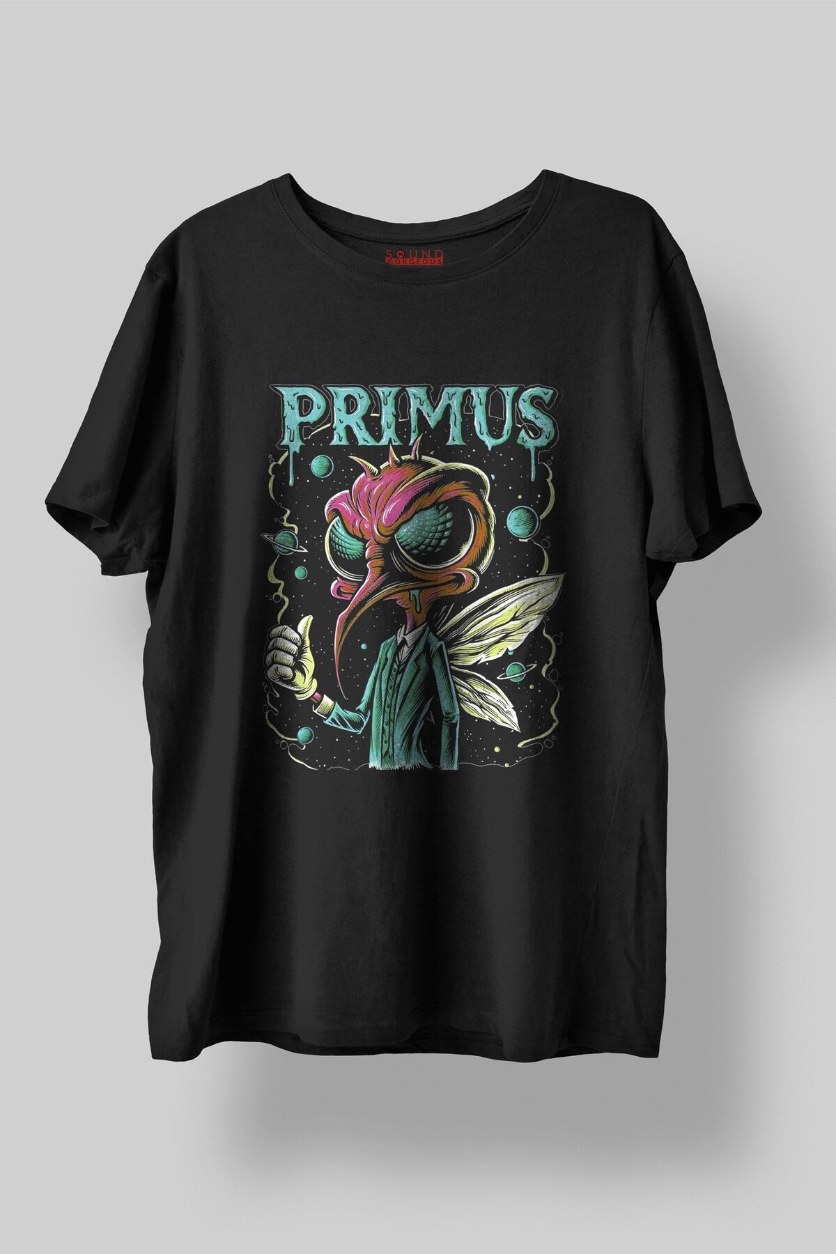Primus Müzik Baskılı Regular Fit Unisex Siyah T-Shirt %100 Pamuk No:0297