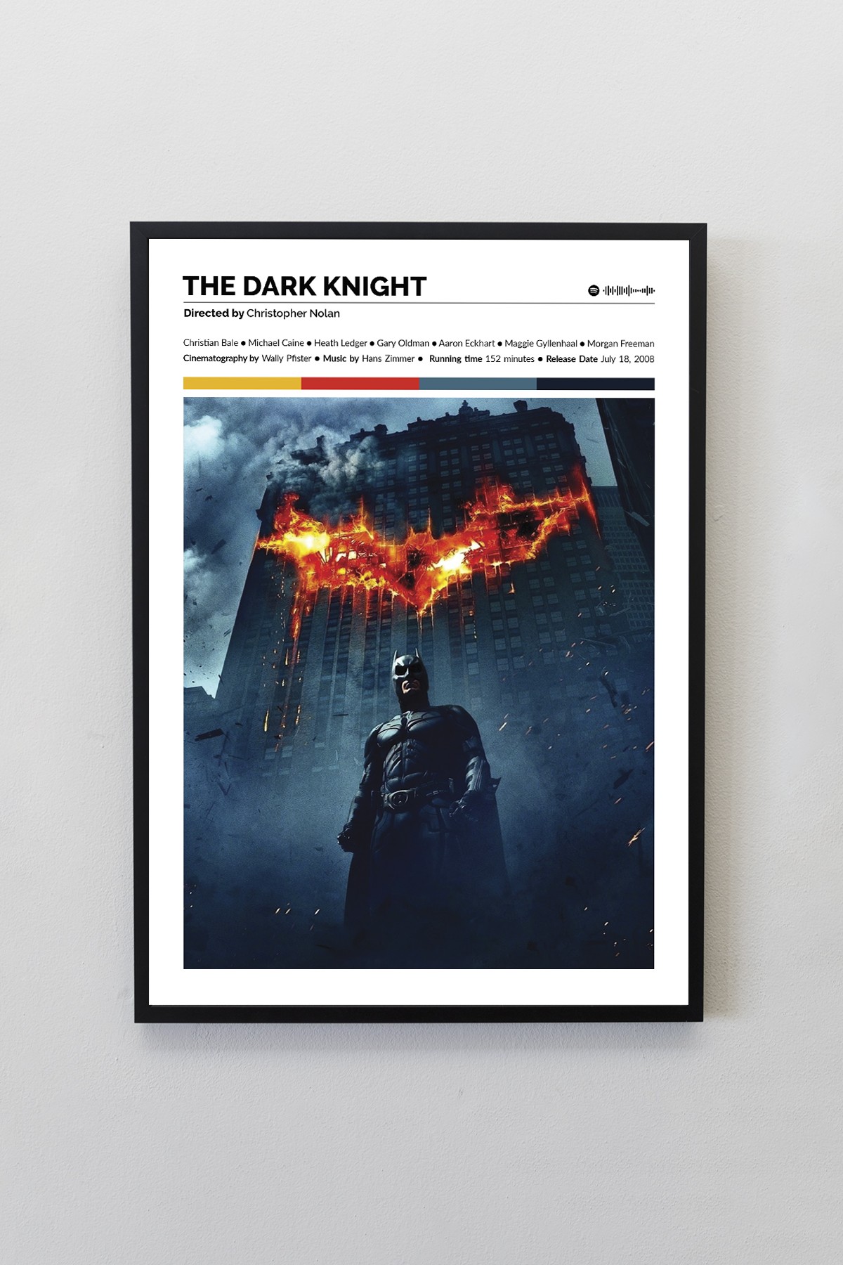 The Dark Knight Filmi Siyah Çerçeveli Spotify Barkodlu Tasarım Tablo | Nolan-Zimmer Koleksiyonu