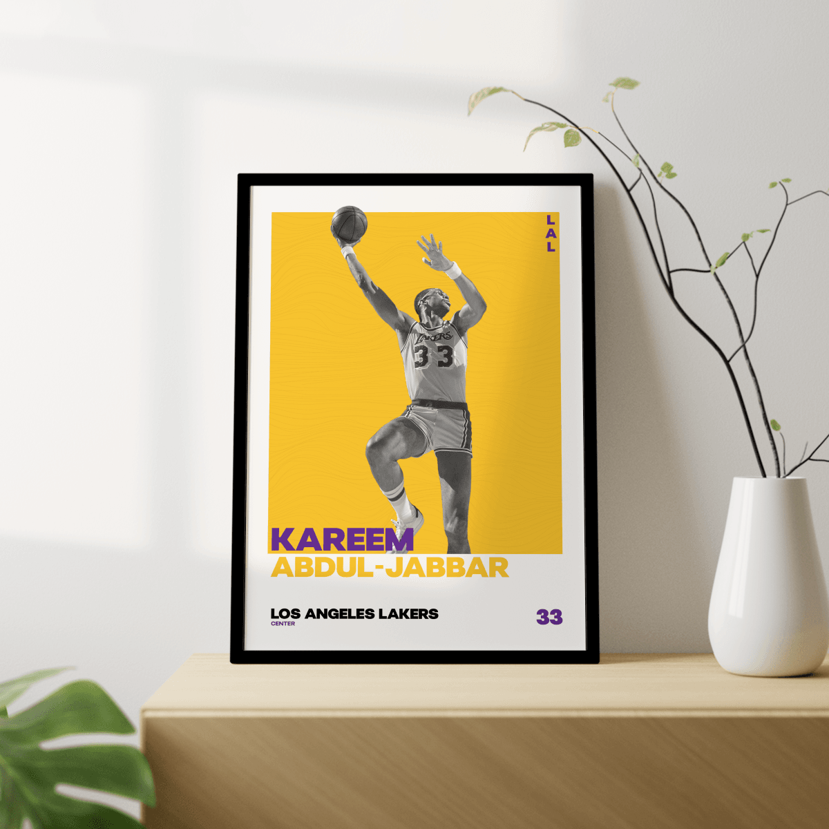 Kareem Abdul-Jabbar Tasarımlı Çerçevesiz Poster | NBA Efsaneleri Koleksiyonu