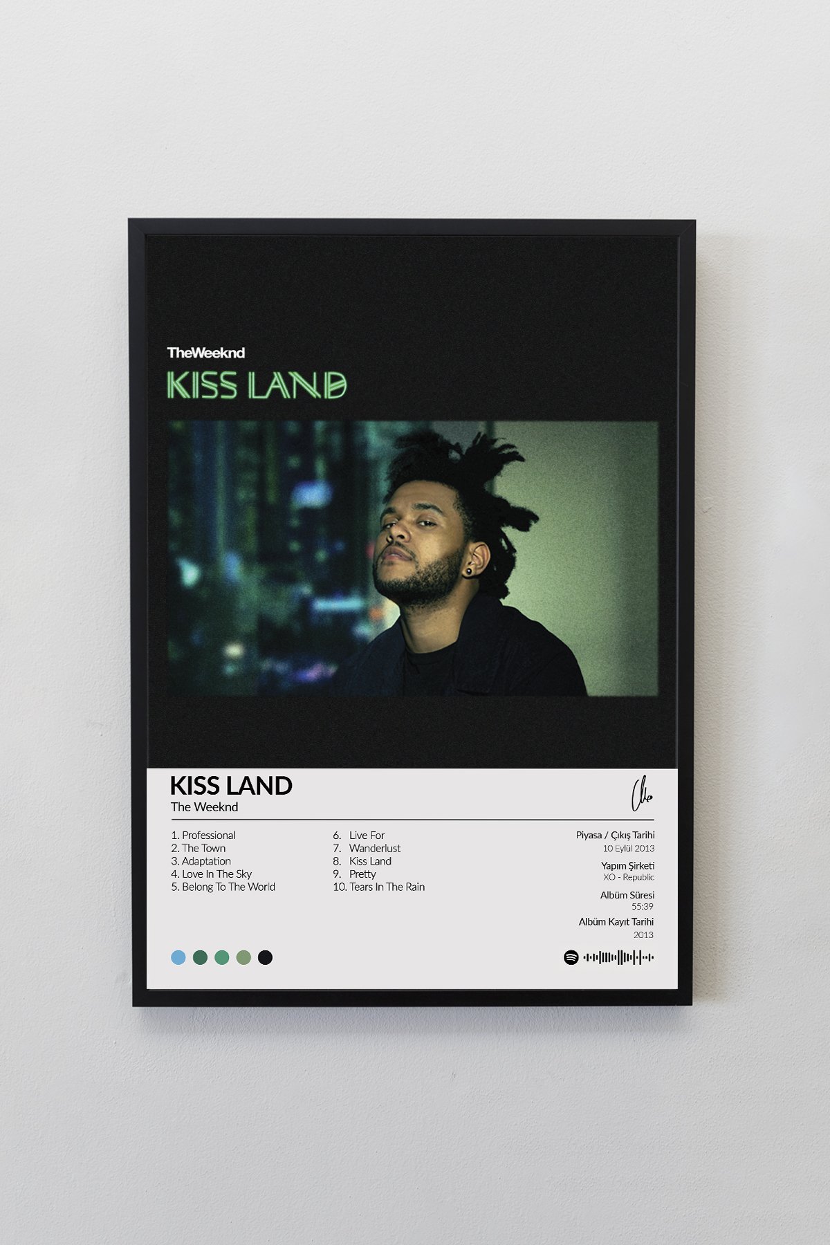 The Weeknd Kiss Land Çerçevesiz Spotify Barkodlu Albüm Poster