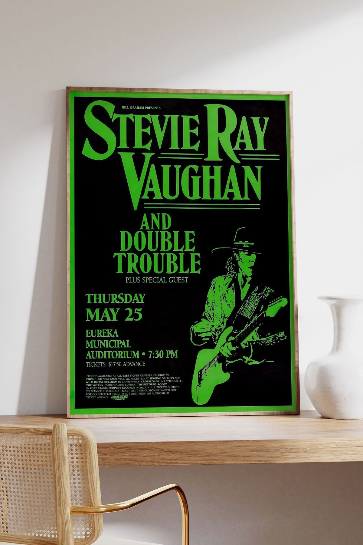 Stevie Ray Vaughan Konser Tasarımlı Retro Çerçevesiz Poster