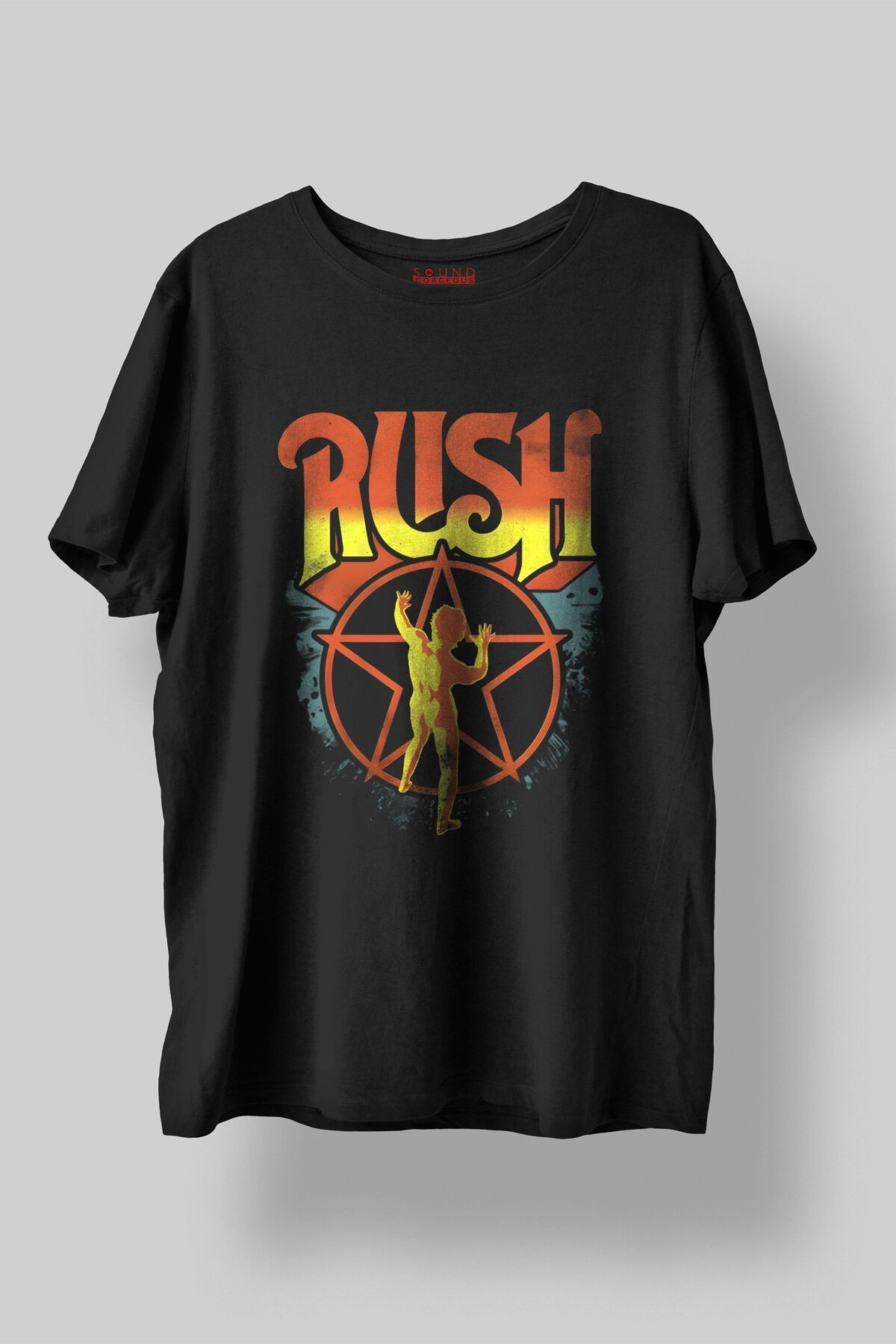 Rush Müzik Baskılı Regular Fit Unisex Siyah T-Shirt %100 Pamuk No:0333