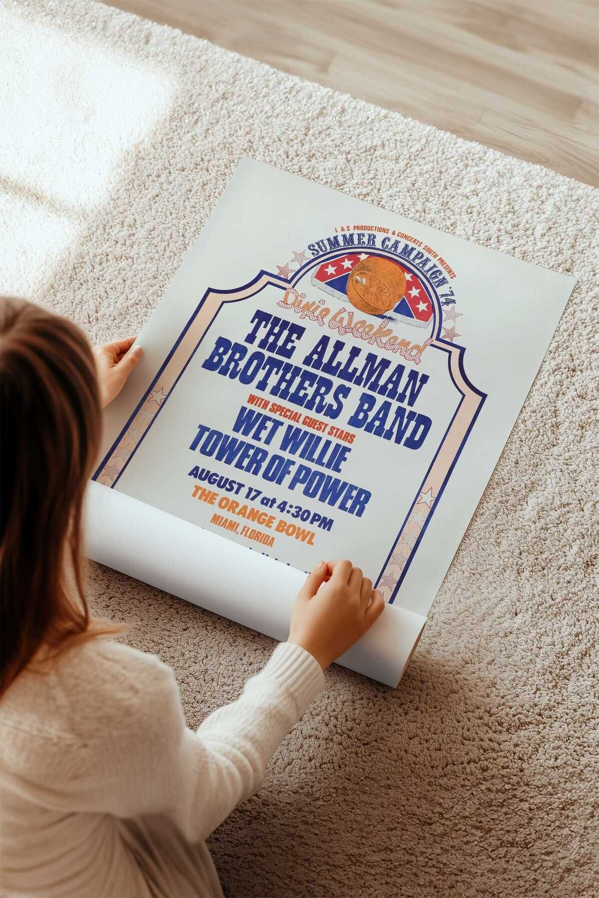 The Allman Brothers Konser Tasarımlı Retro Çerçevesiz Poster