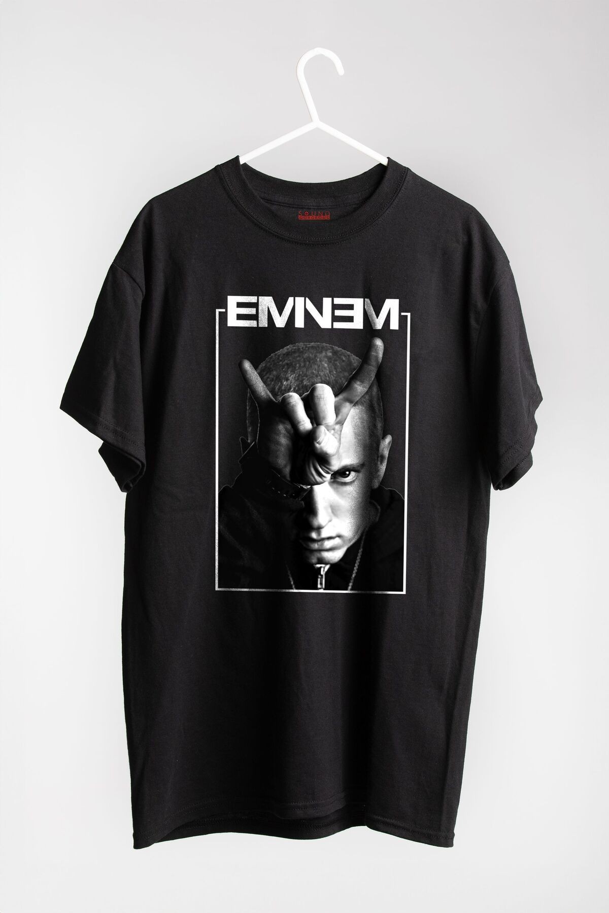 Eminem Müzik Baskılı Regular Fit Unisex Siyah T-Shirt %100 Pamuk No:0134