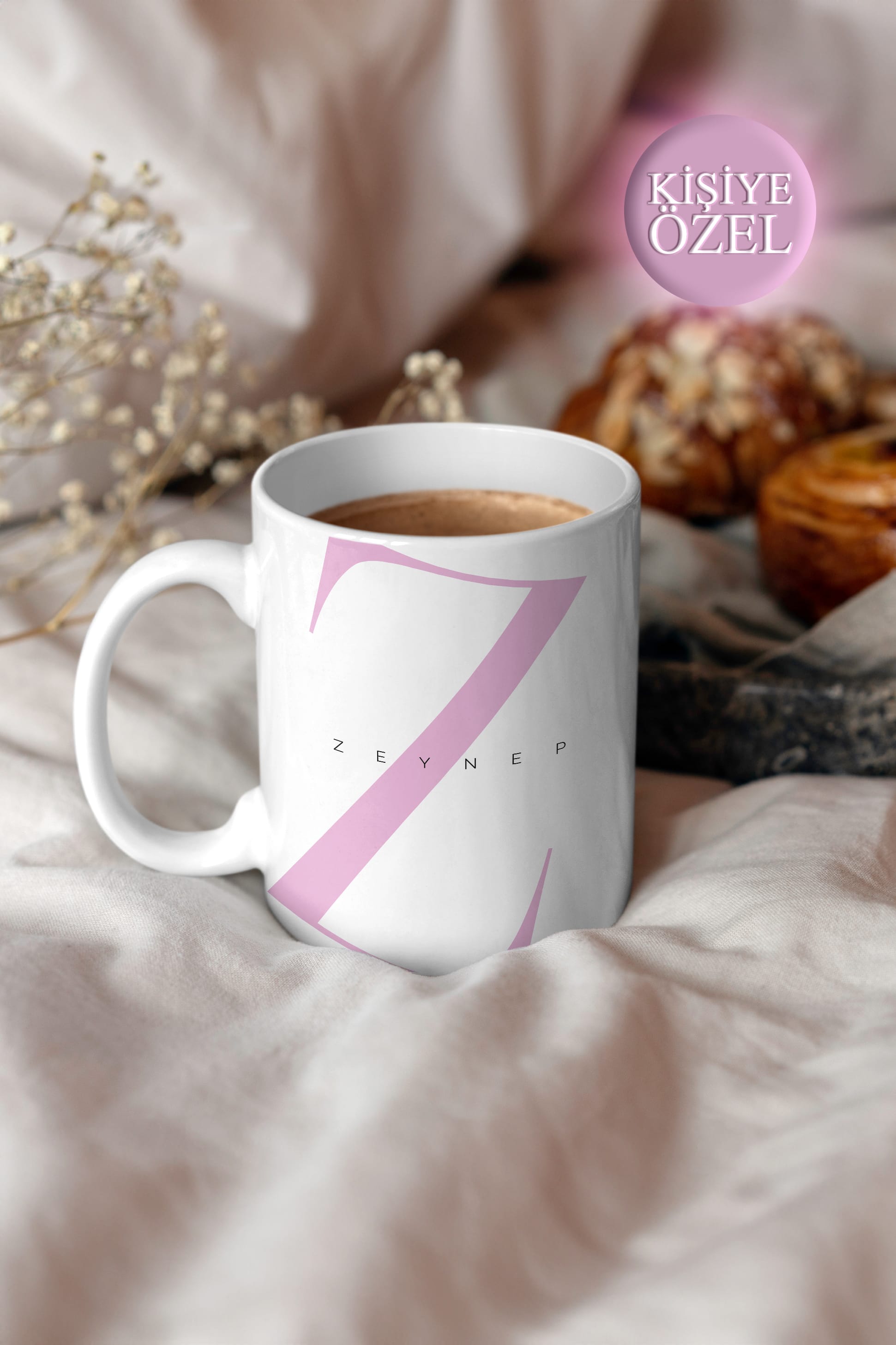 Kişiye Özel Z Harfi ve İsim Yazılı Soft Lila Renkli Tasarım Kupa Bardak 300 ml