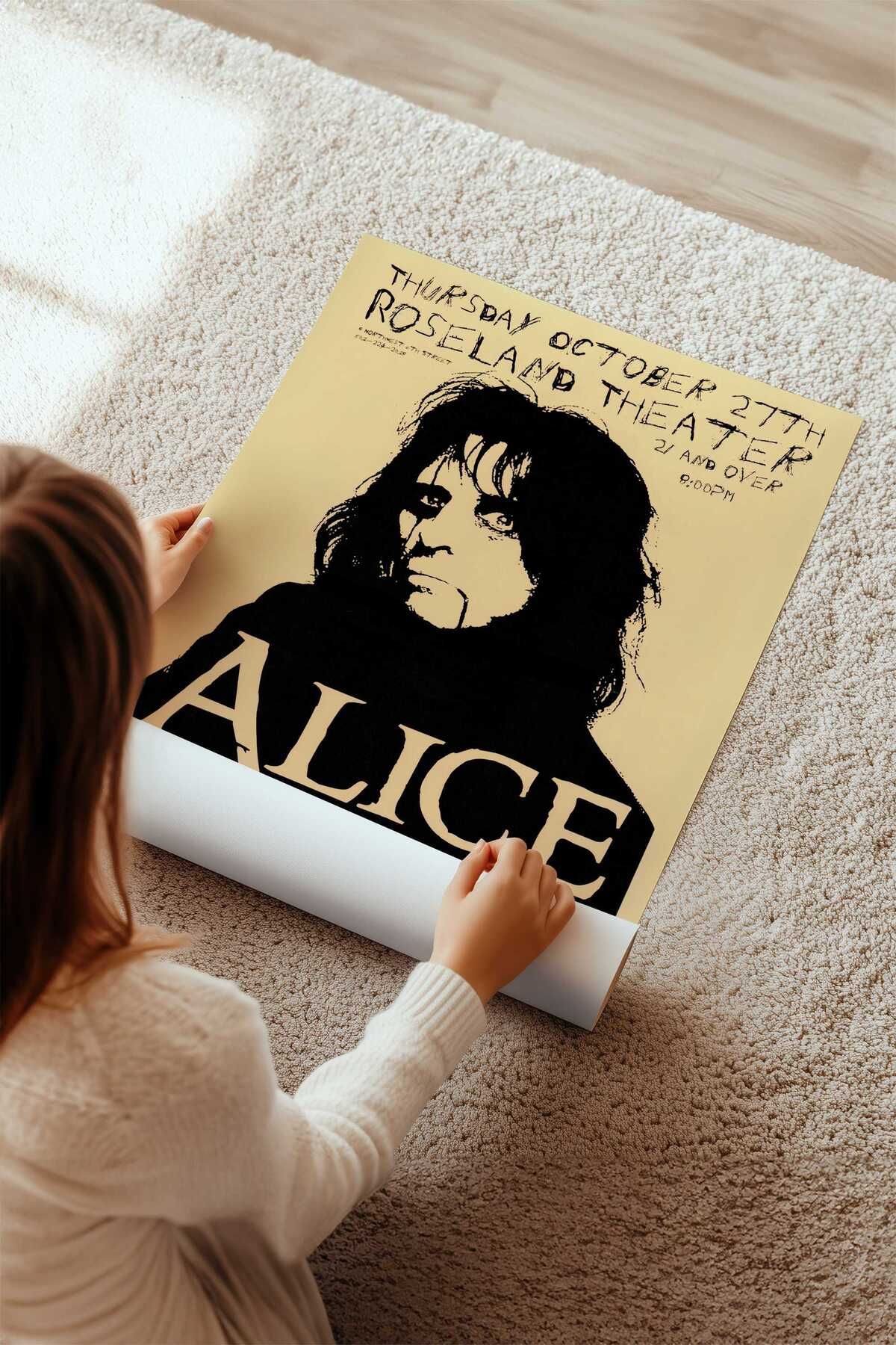 Alice Cooper Konser Tasarımlı Retro Çerçeveli Tasarım Tablo