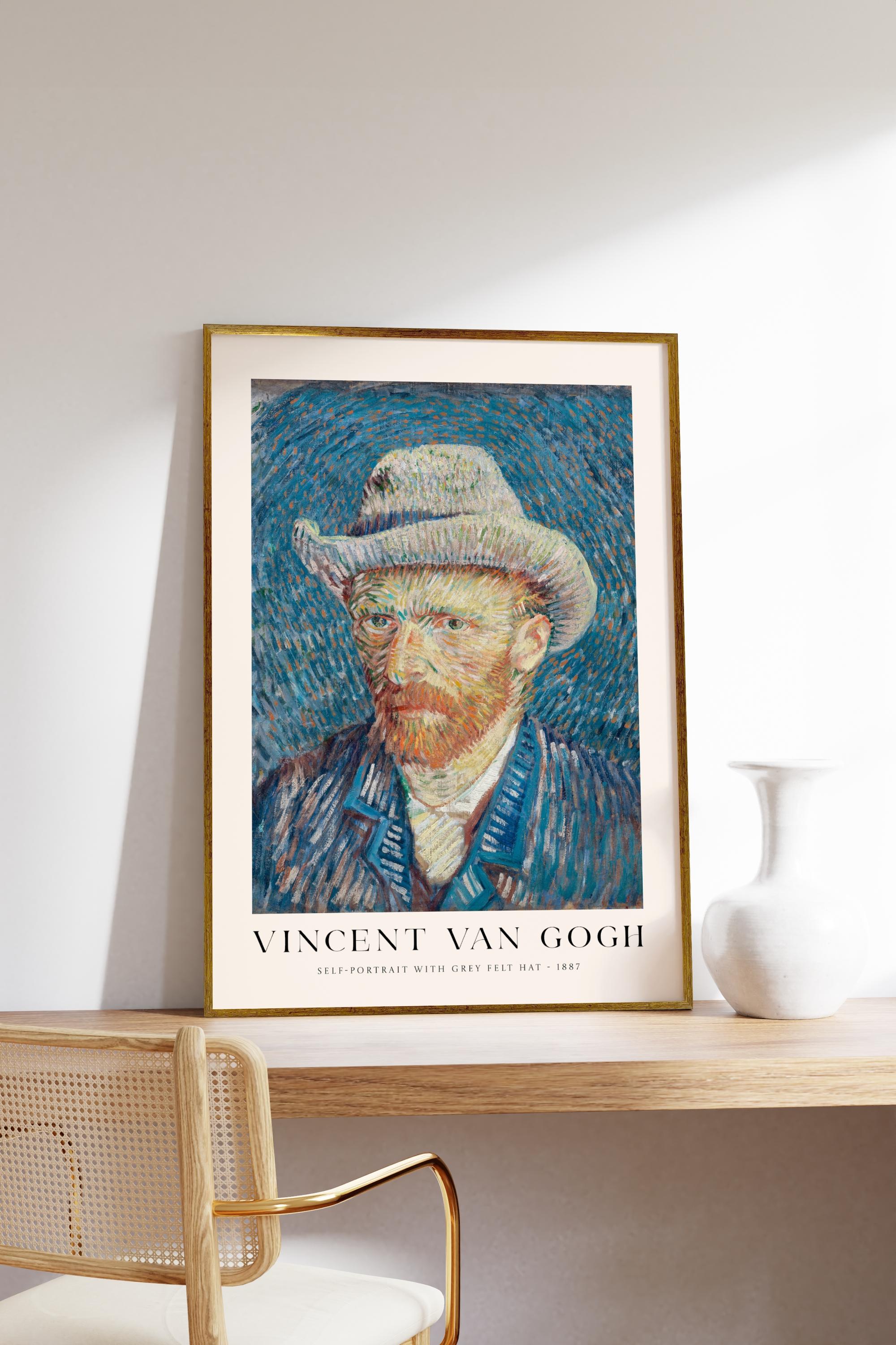 Van Gogh Self-Portrait With Grey Felt Hat Framed Print Art Collection