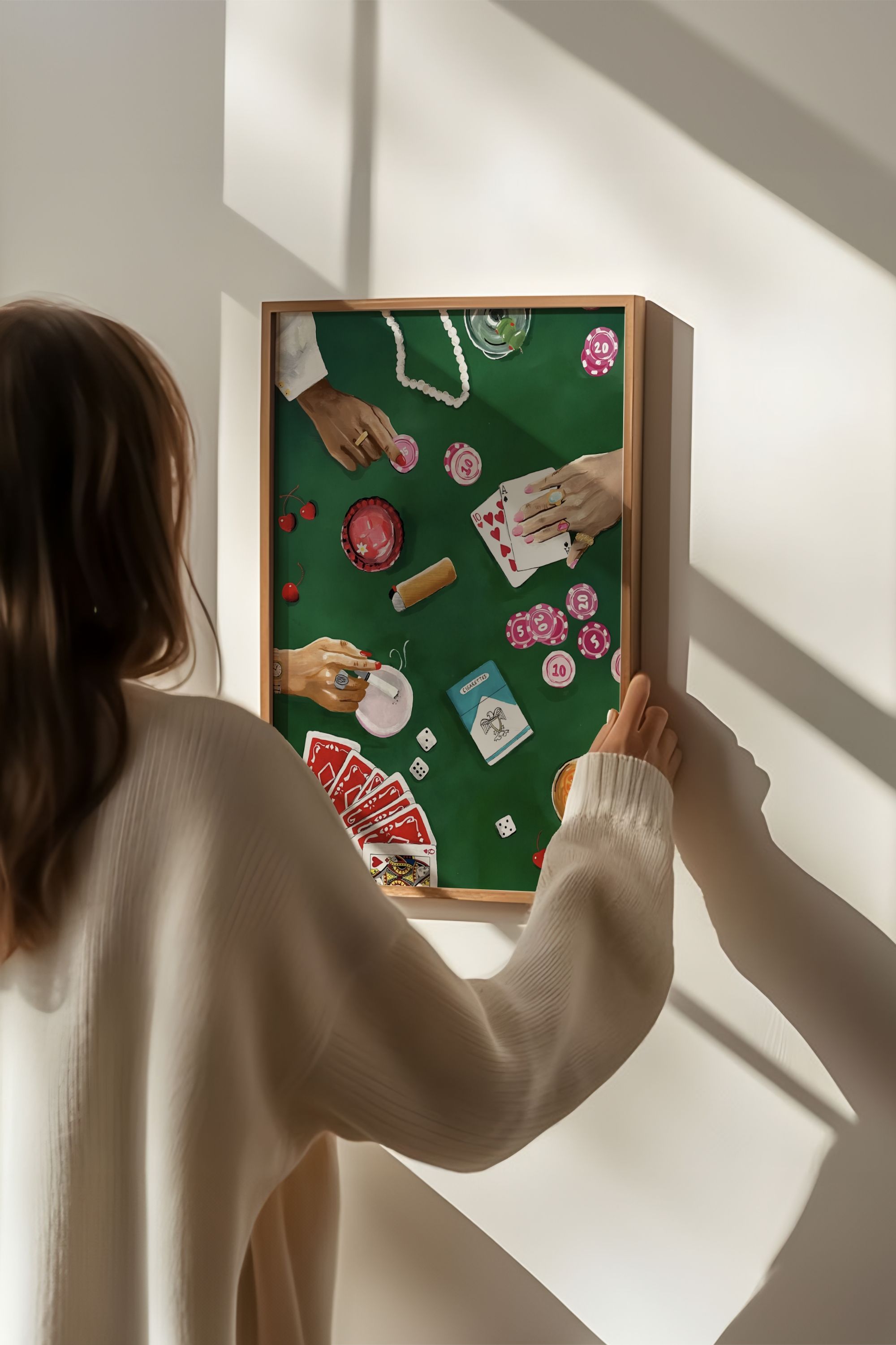 Poker No:4 Sanatsal Çerçevesiz Tasarım Poster Dolce Vita Koleksiyonu